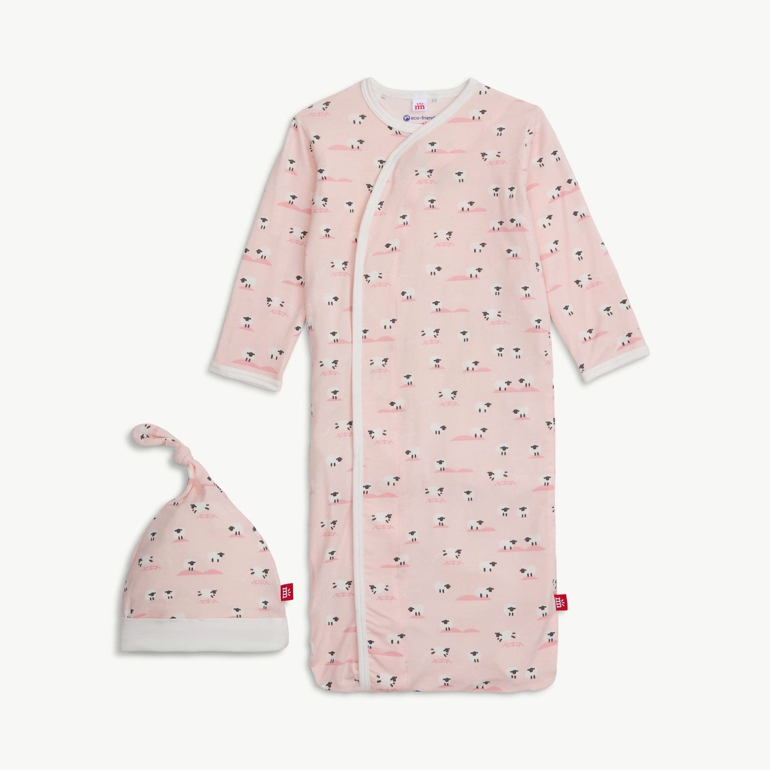 pink baa baa baby modal magnetic cozy sleeper gown + hat set