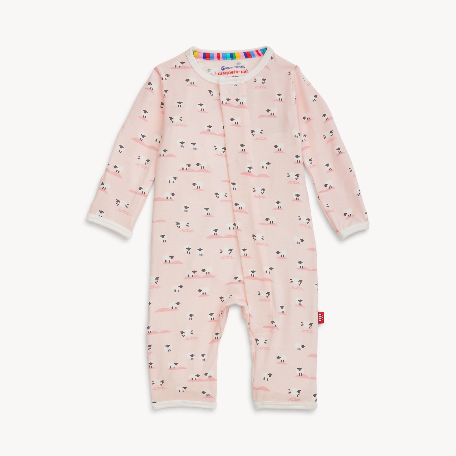 pink baa baa baby modal magnetic coverall