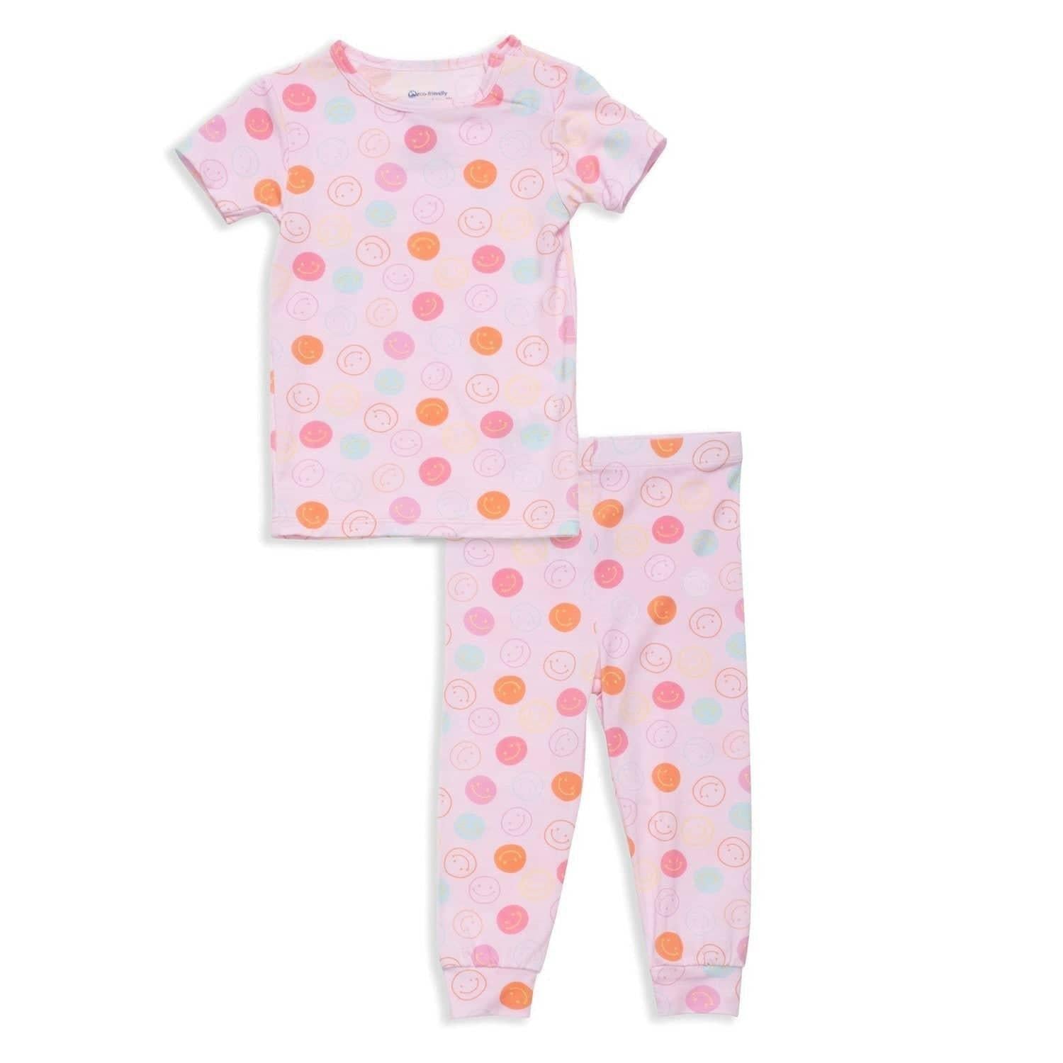 pink smile modal magnetic no drama toddler pajama short sleeve set - re-loved