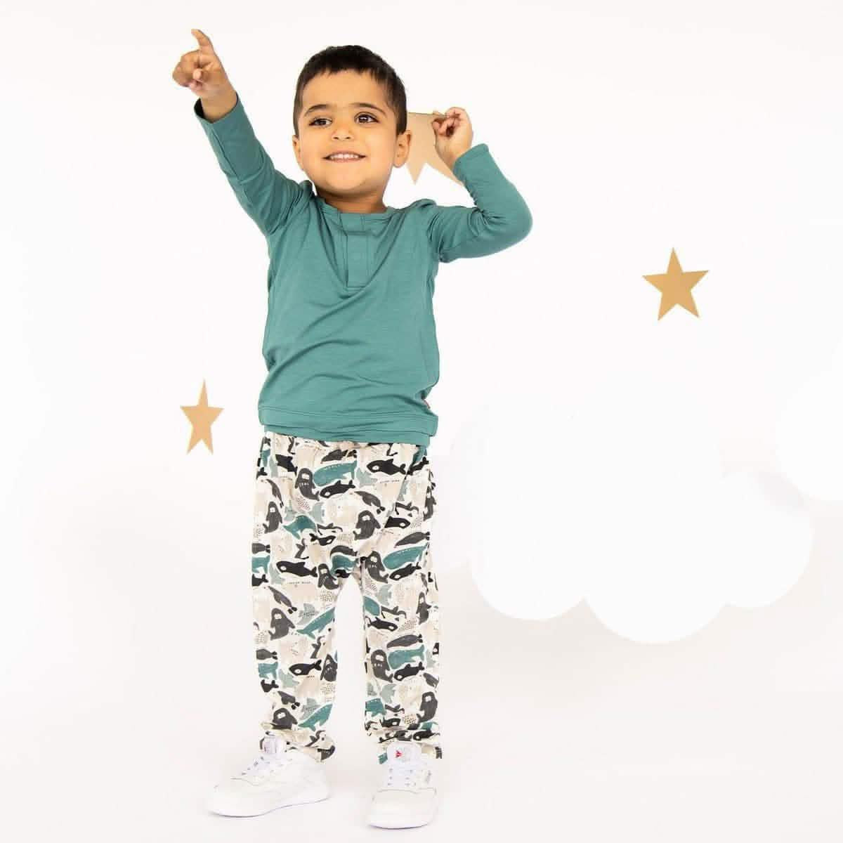 seas and greetings modal magnetic roll around long sleeve top + pant set - re-loved