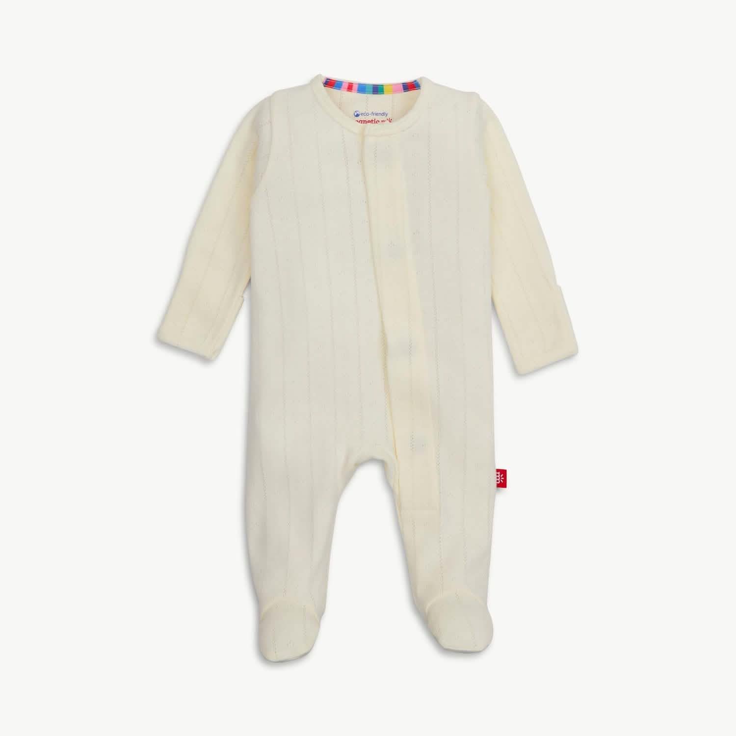 love lines tofu organic cotton pointelle magnetic parent favorite footie - re-loved
