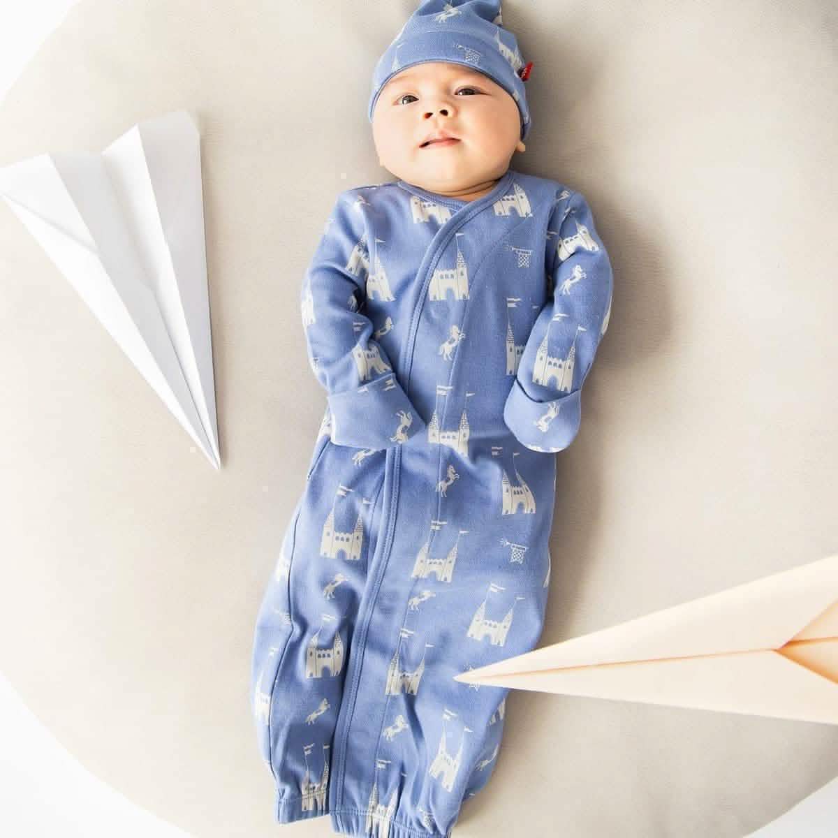 the balmoral of the story organic cotton magnetic open bottom gown + hat set - re-loved