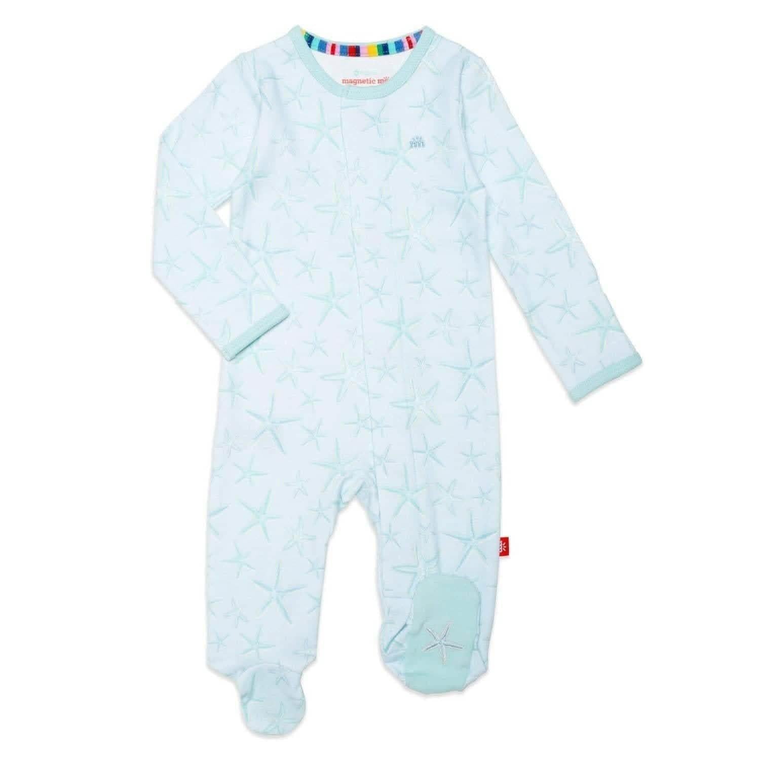 shine bright like a starfish organic cotton magnetic parent favorite footie - re-loved