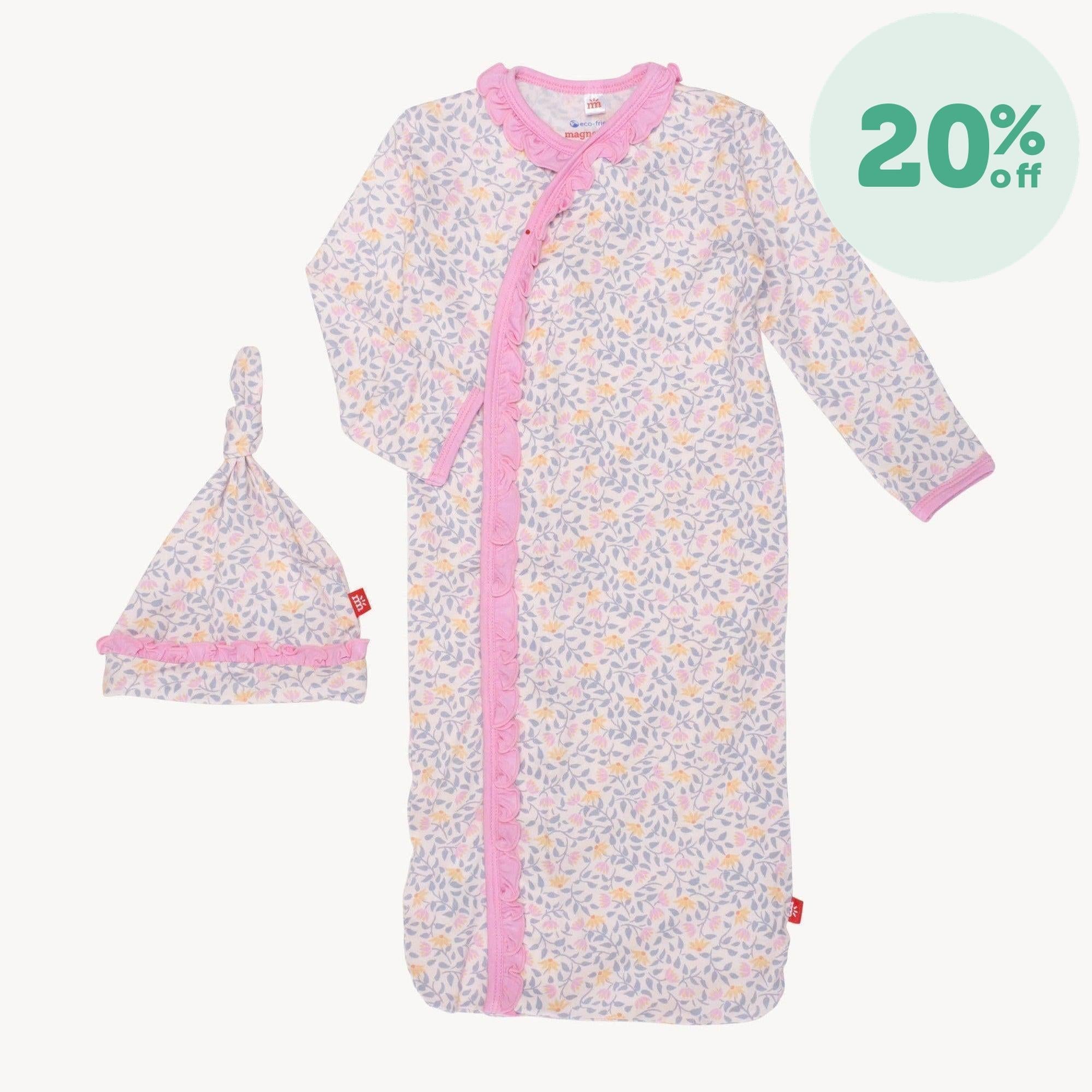 amelia modal magnetic cozy sleeper gown + hat set - re-loved