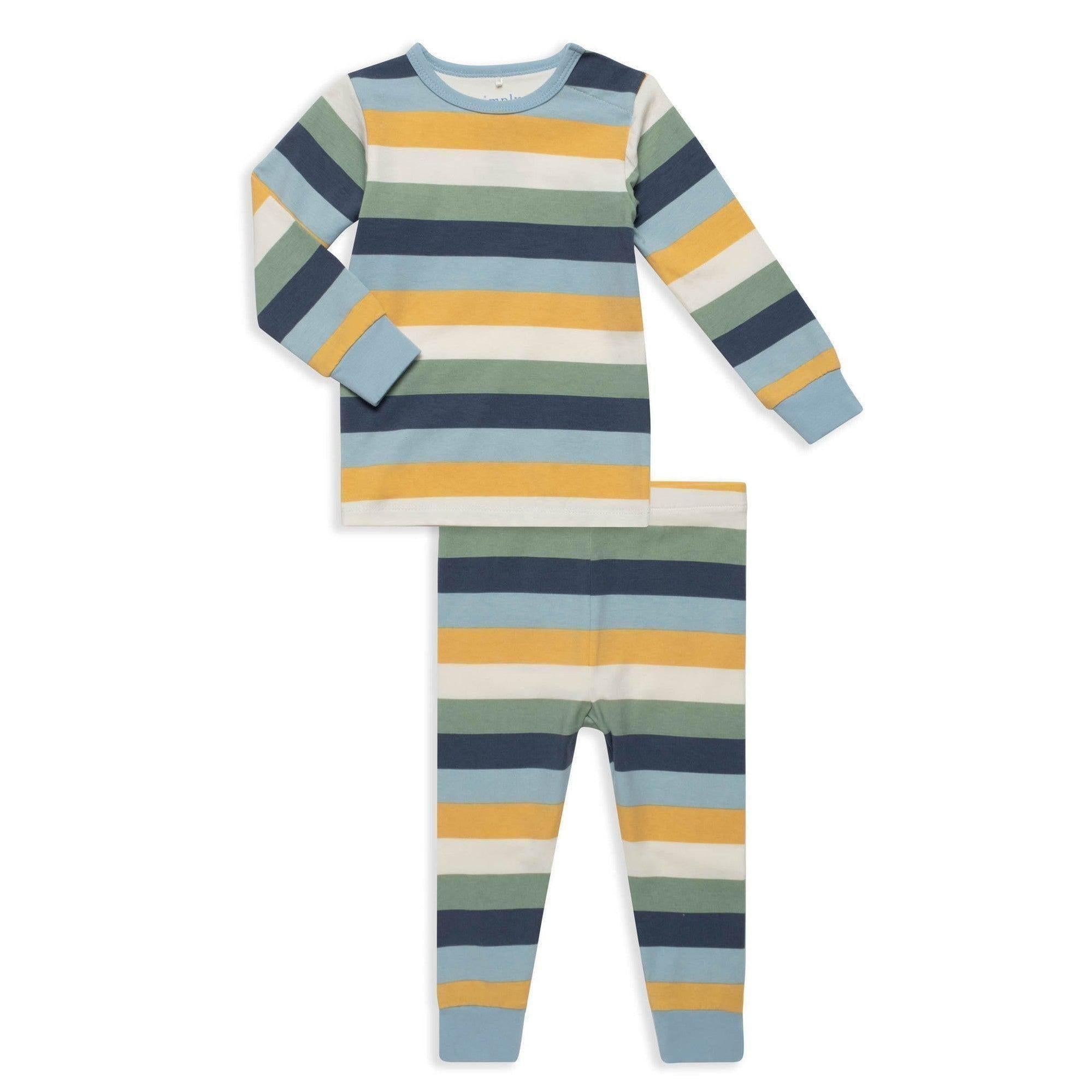 big multi stripe blue cloudstretch™ magnetic toddler pajama set