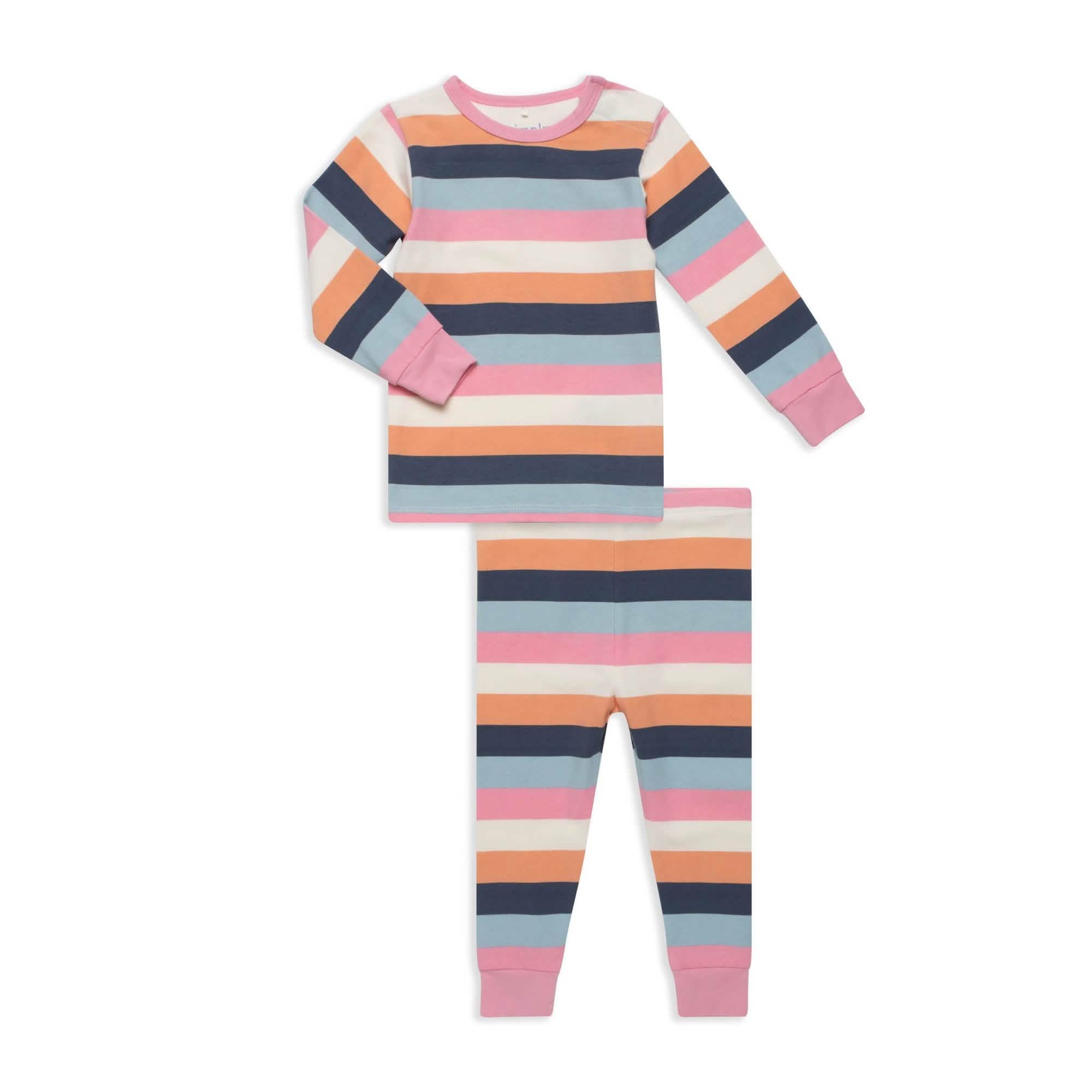 big multi stripe pink cloudstretch™ magnetic toddler pajama set
