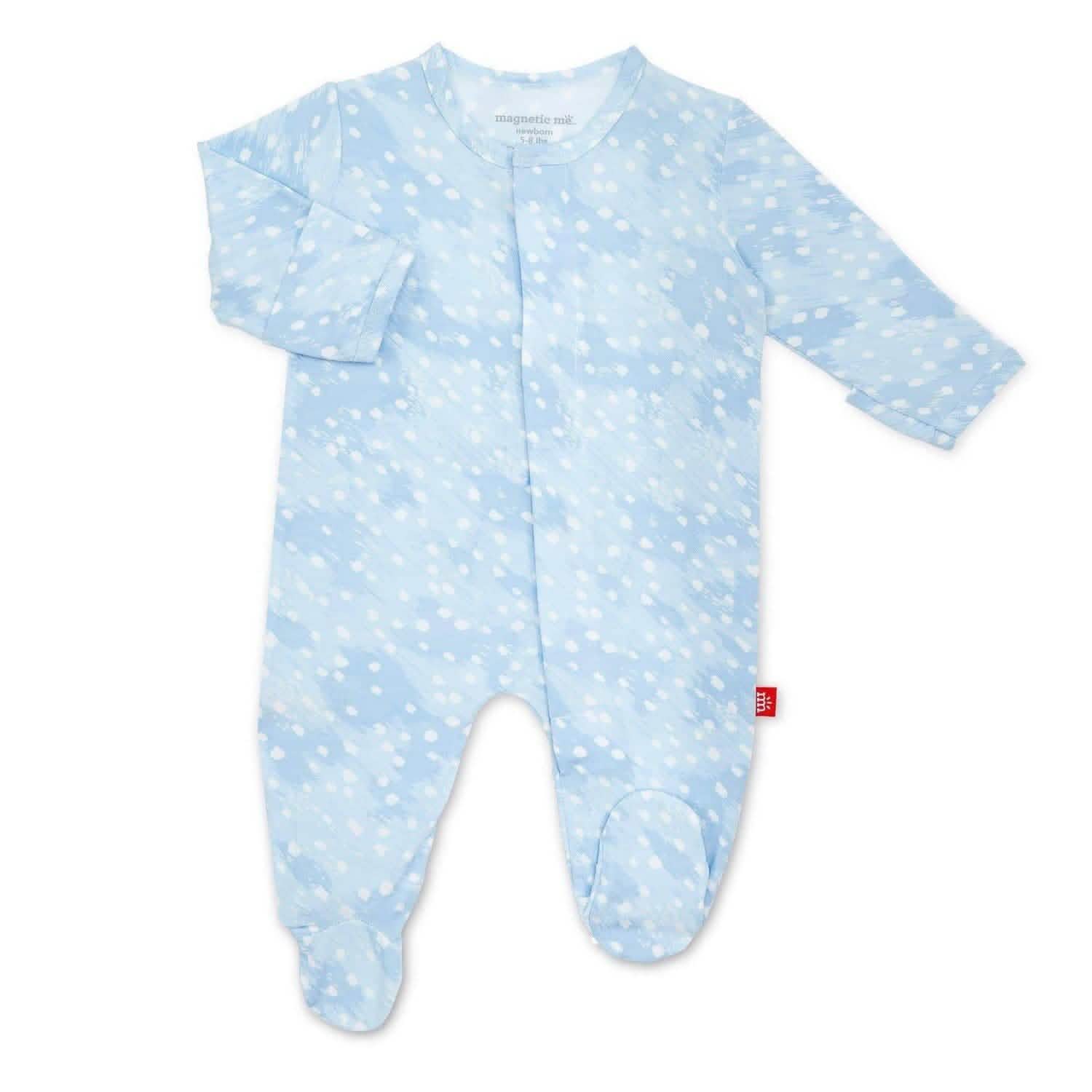 blue doeskin modal magnetic parent favorite footie - re-loved