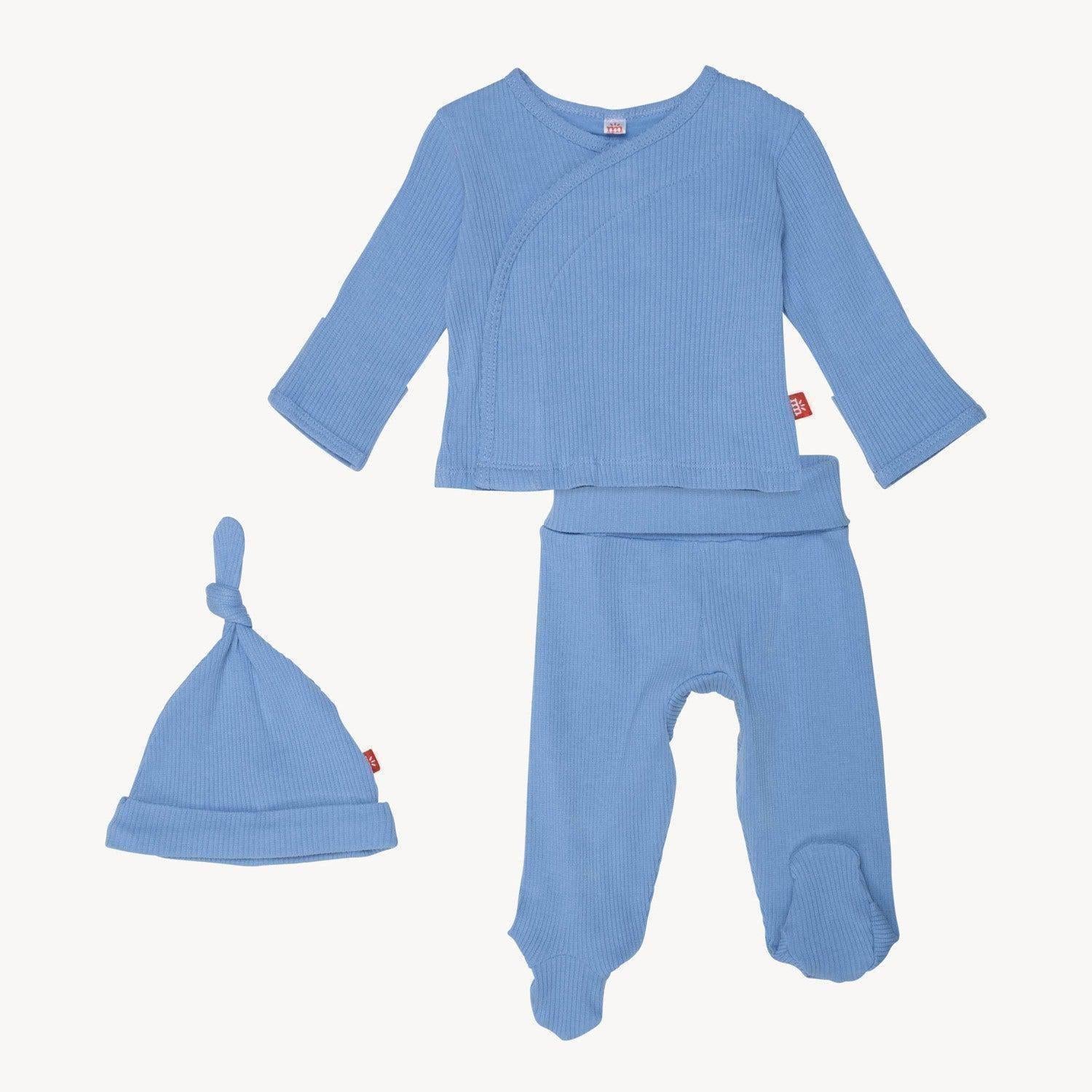 blue skies ribbed cotton magnetic take me home kimono set