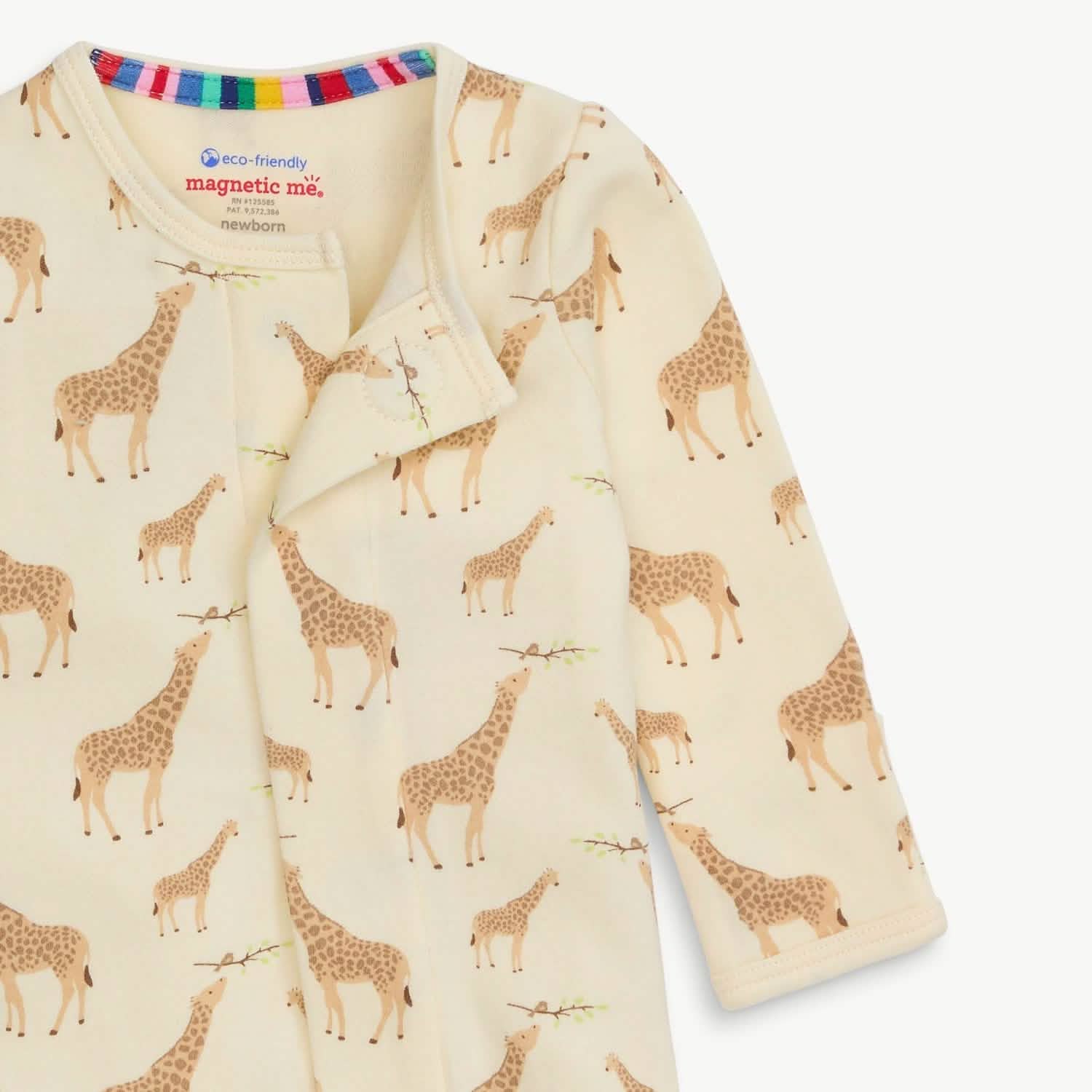 cream jolie giraffe organic cotton magnetic parent favorite footie