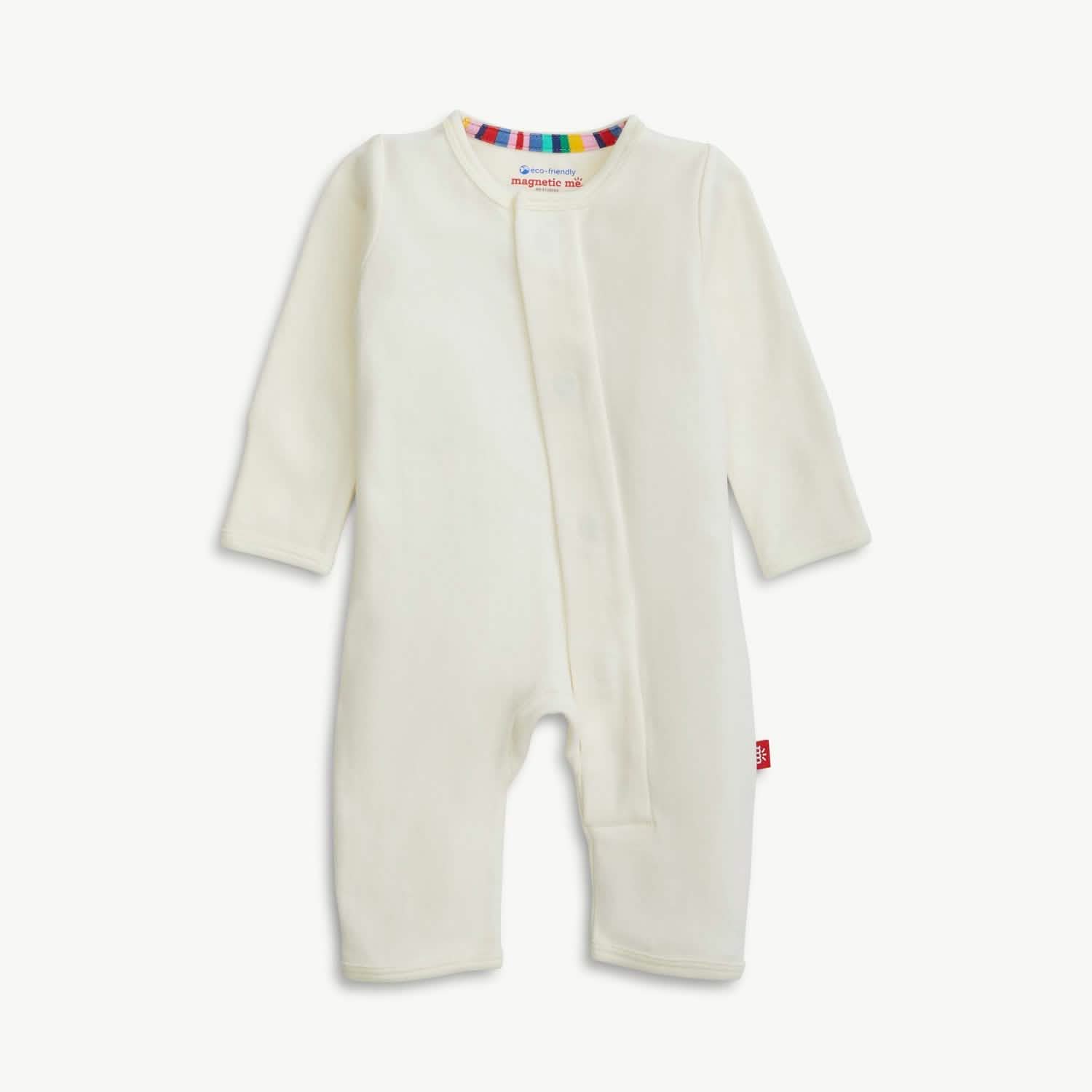 cream organic cotton magnetic coverall