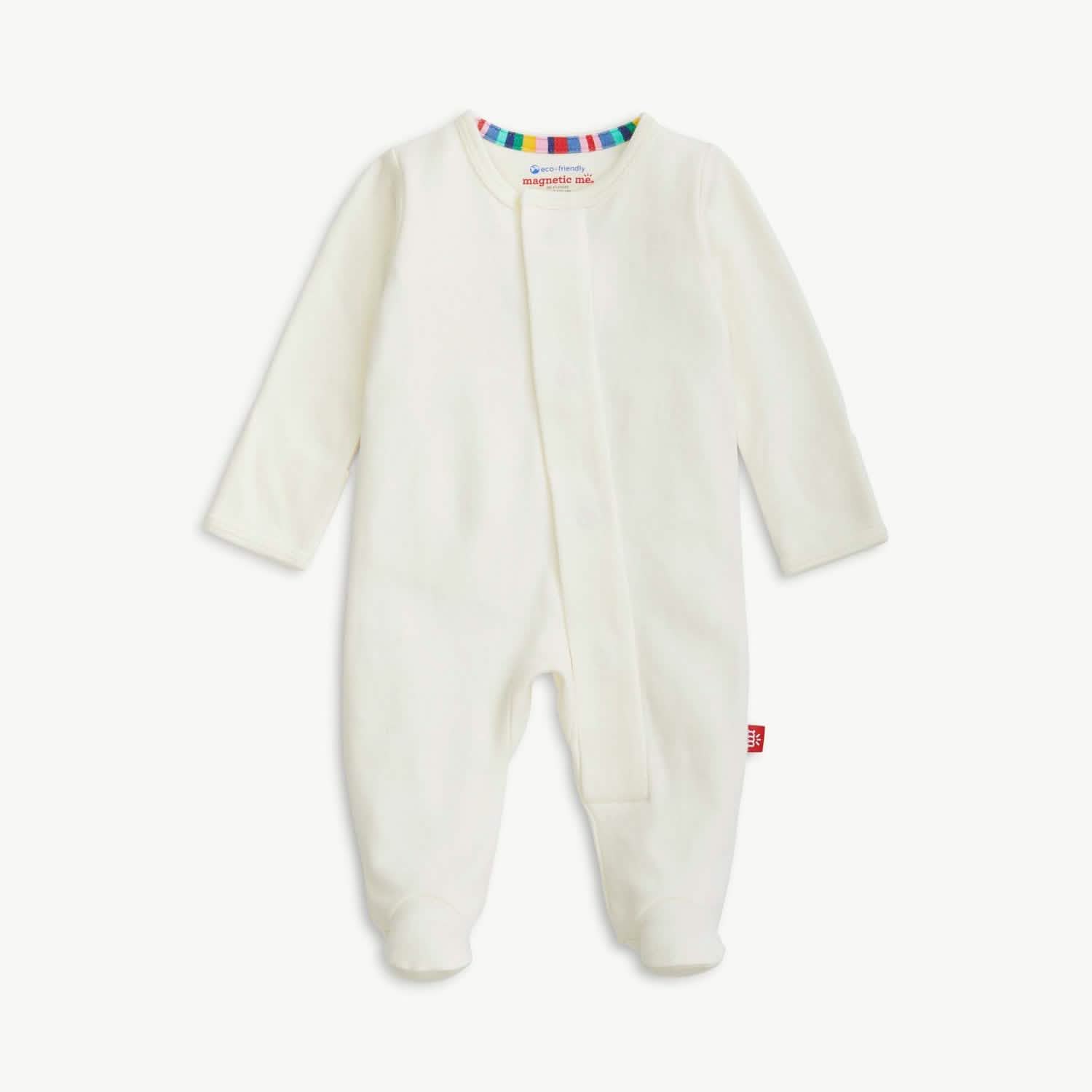 cream organic cotton magnetic footie
