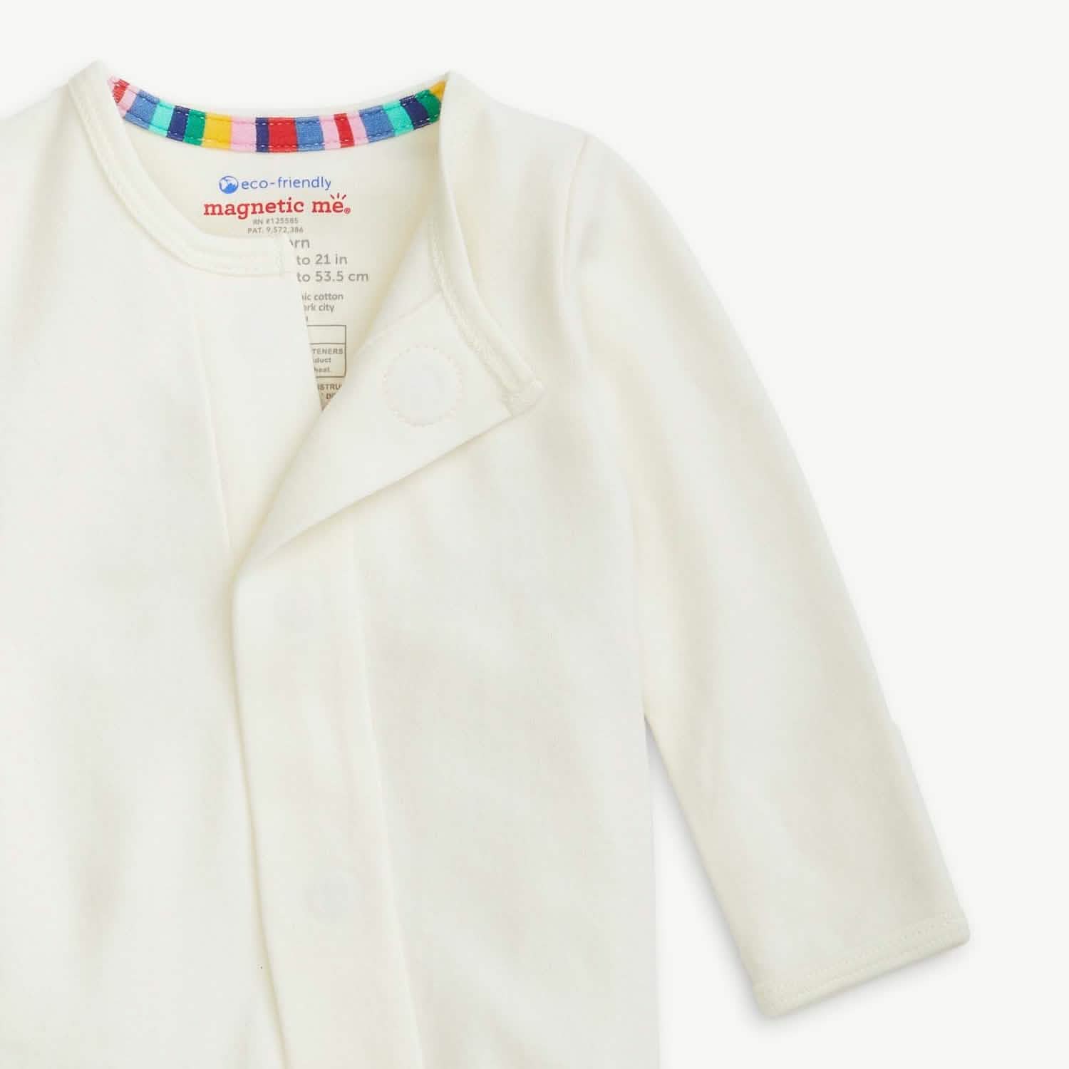 cream organic cotton magnetic footie