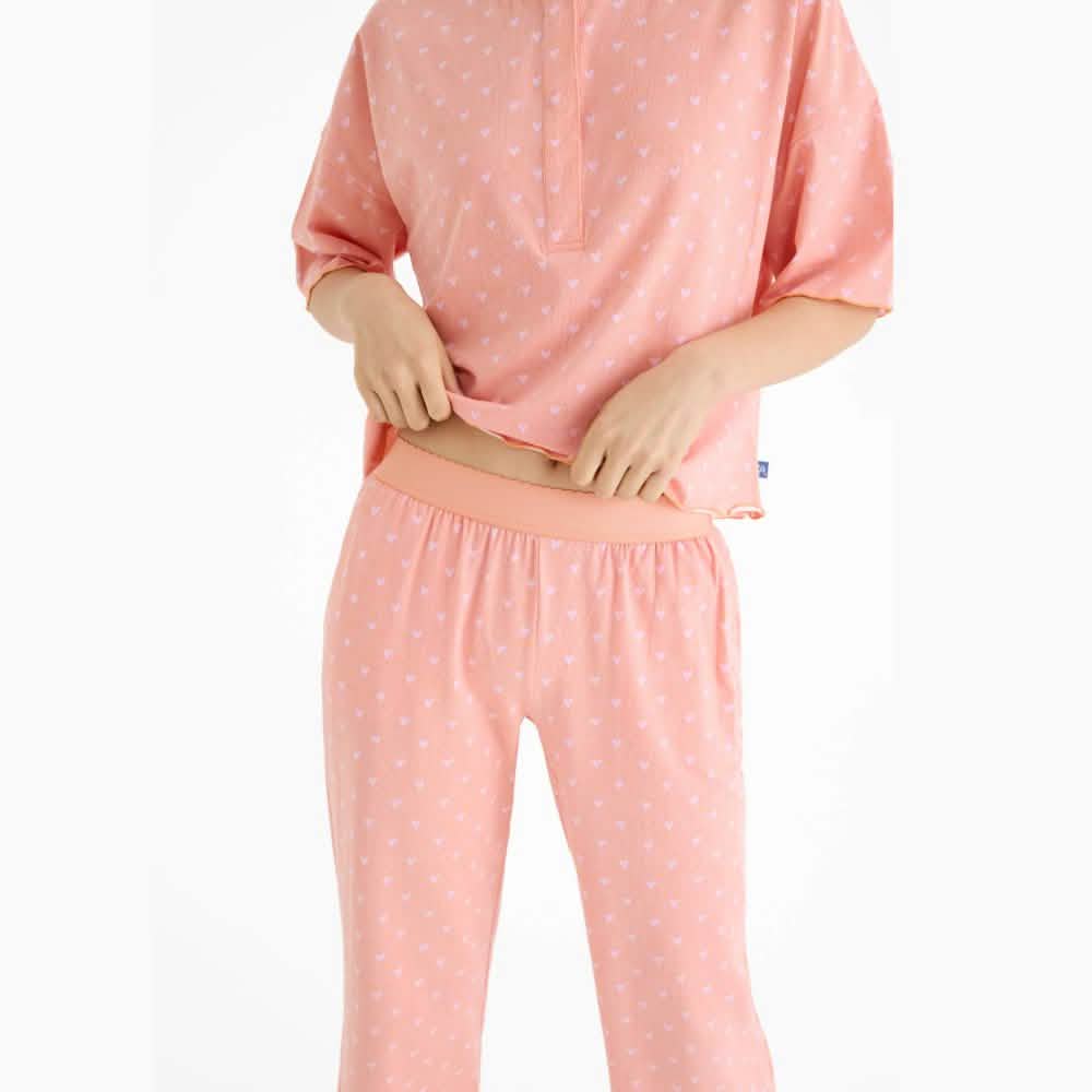 distressed heart women's cloudstretch™ magnetic short sleeve pajama set