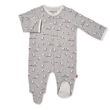 gray baa baa baby modal magnetic footie - re-loved