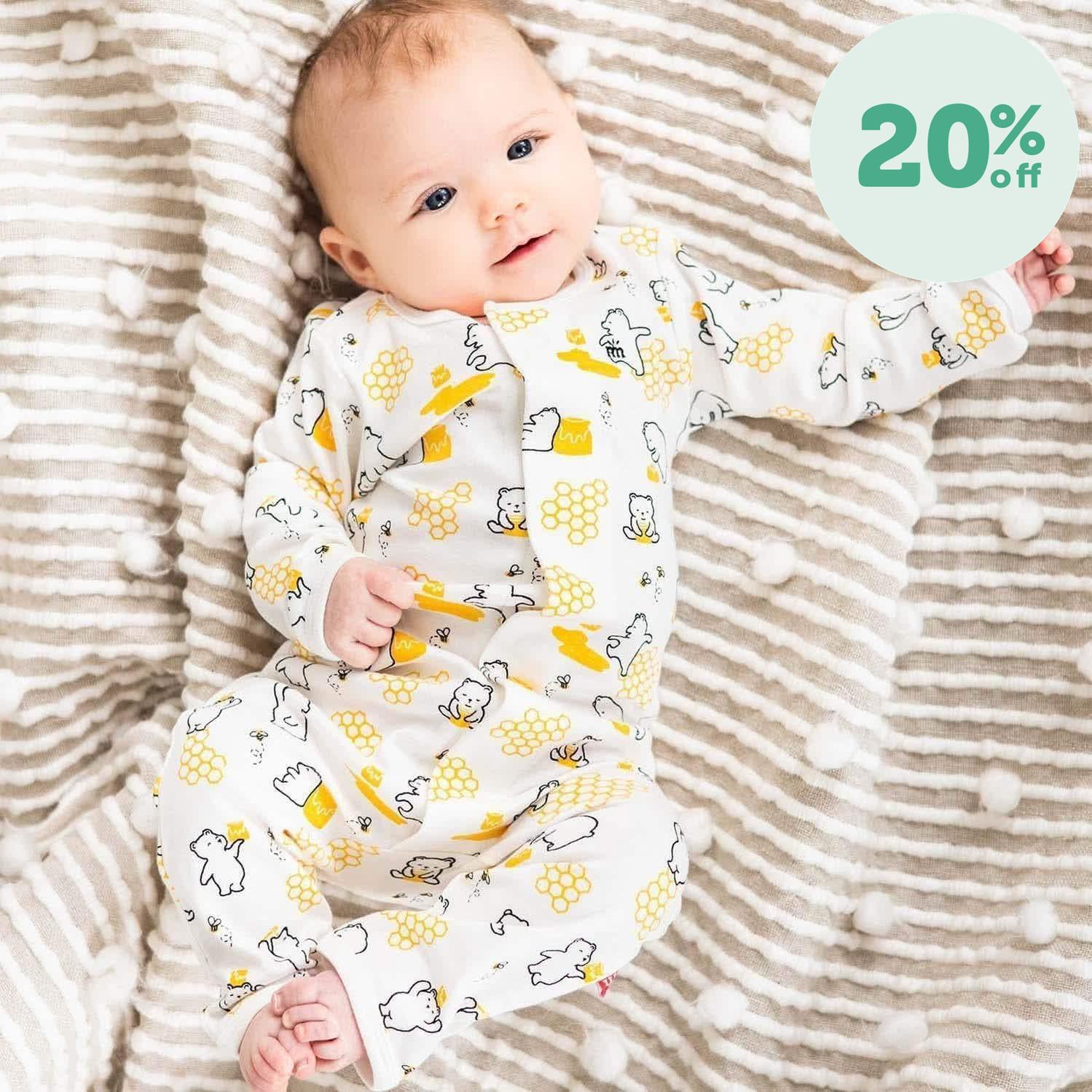 honey bee mine organic cotton magnetic fuss free coverall - re-loved