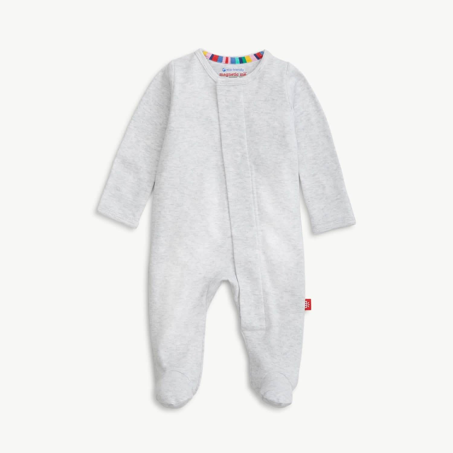 light gray melange organic cotton magnetic footie