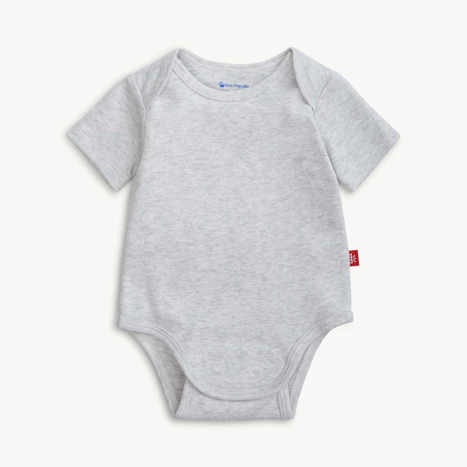 light gray melange organic cotton magnetic tiny tornado bodysuit-Magnetic Me