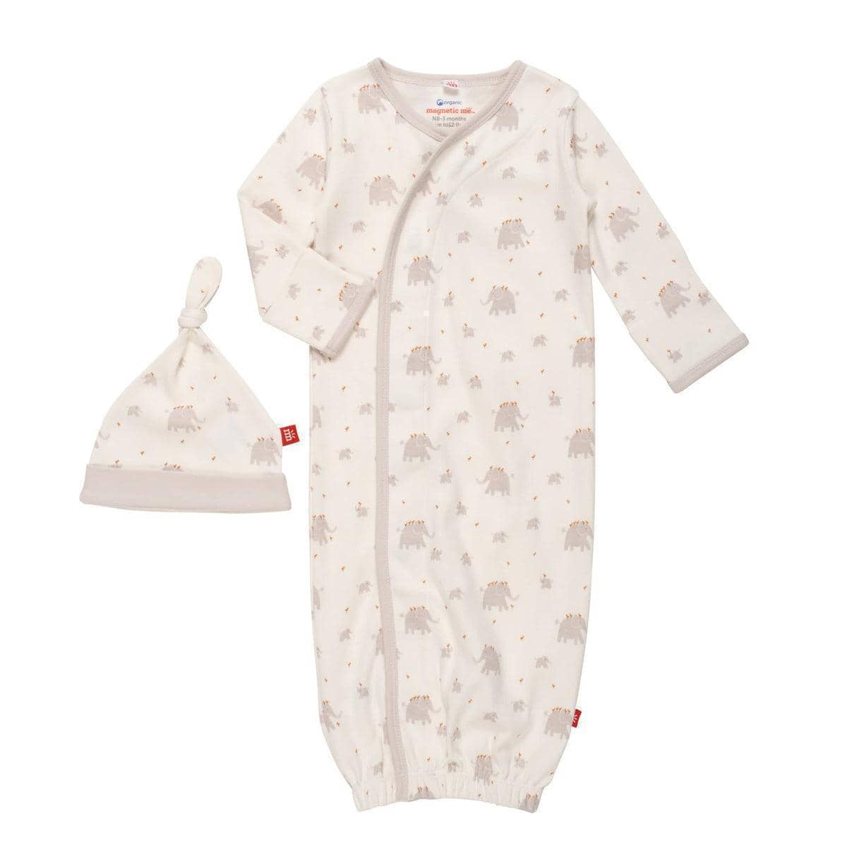 little peanut organic cotton magnetic cozy sleeper gown + hat set –  Magnetic Me