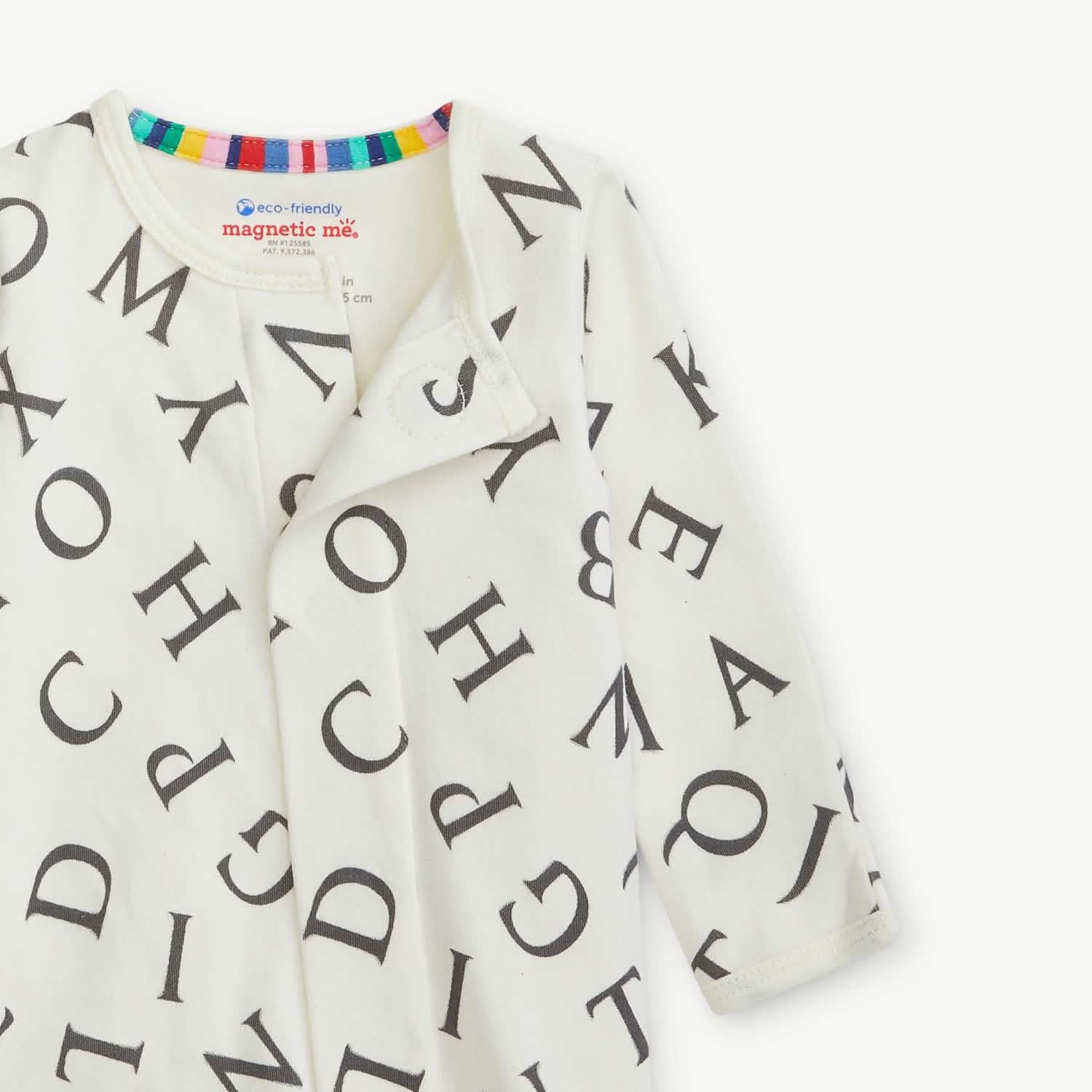 love letters organic cotton magnetic footie