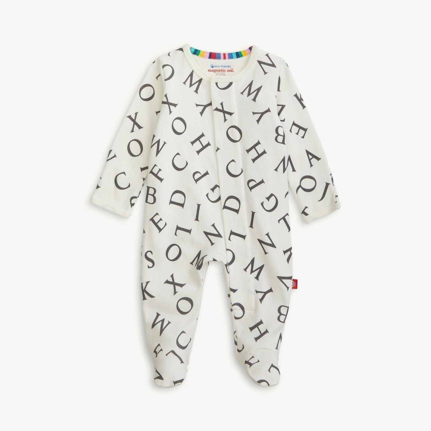 love letters organic cotton magnetic footie