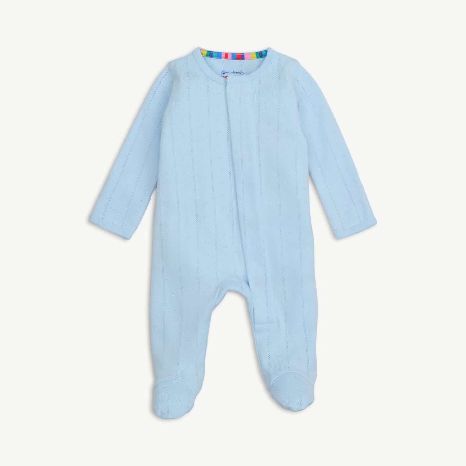 love lines blue organic cotton pointelle magnetic parent favorite footie