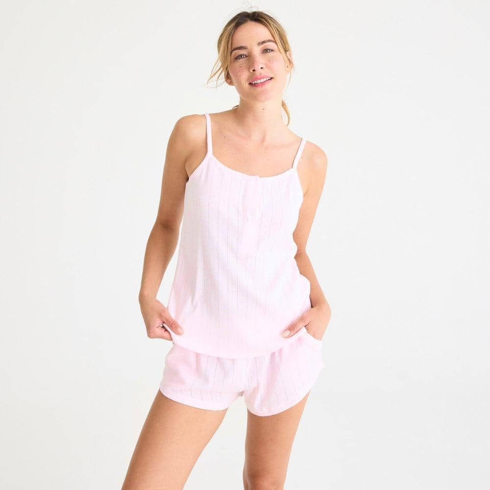 love lines pink organic cotton pointelle magnetic dream sleep tank + s –  Magnetic Me