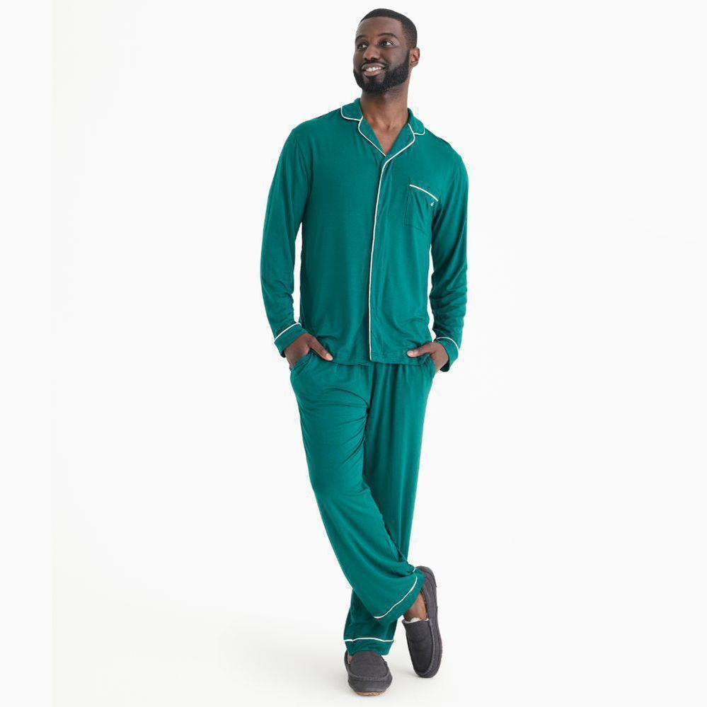 men's deep emerald modal magnetic classic with a twist long sleeve pajama set