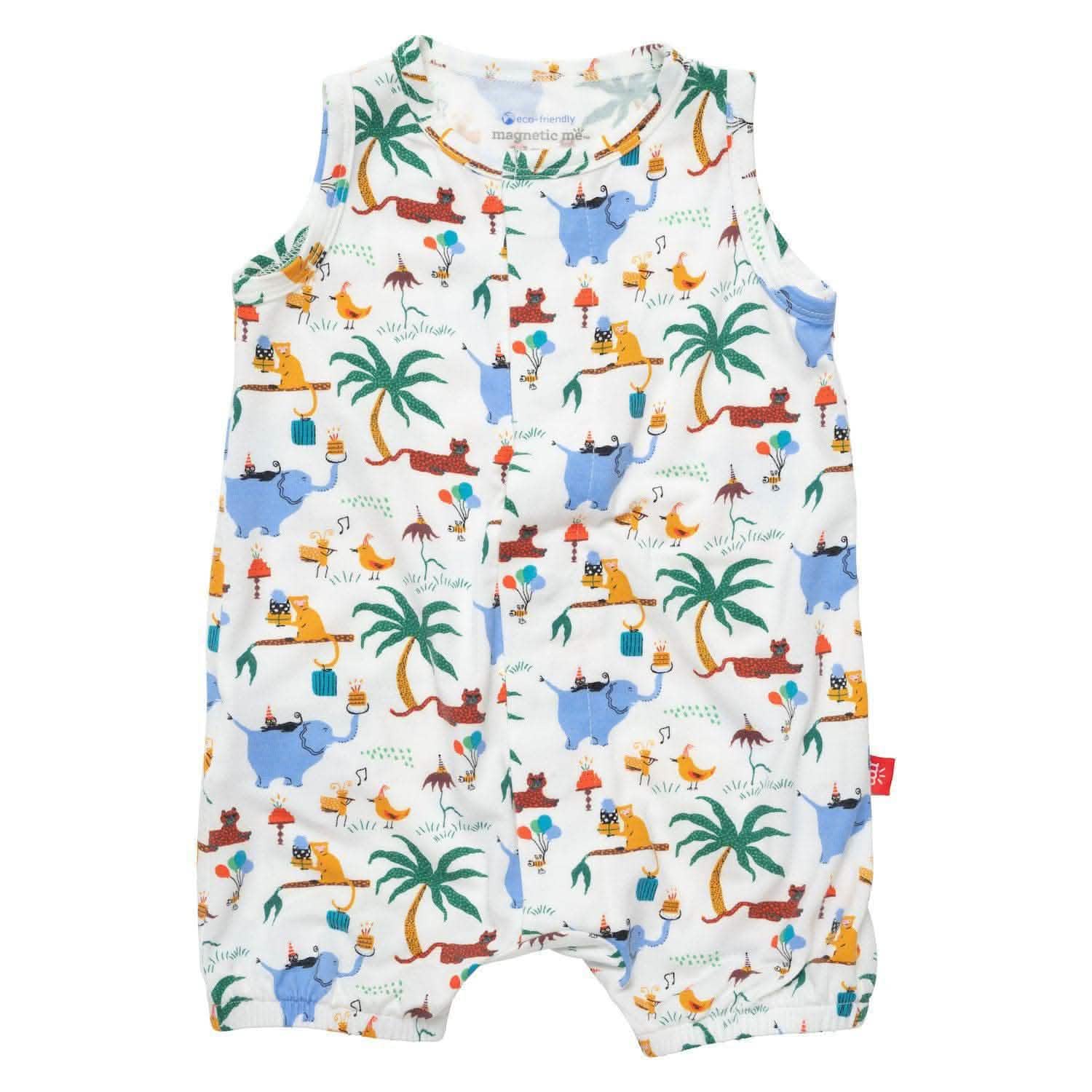 party safari modal magnetic sleeveless romper - re-loved