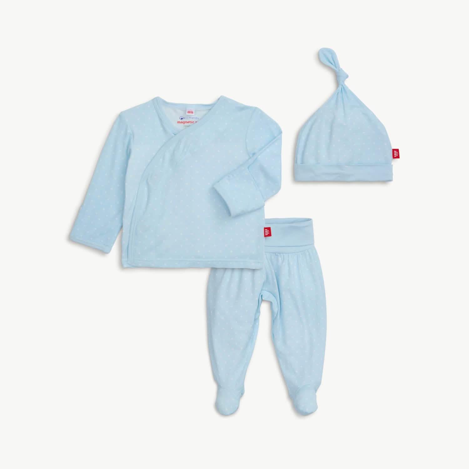 pin dot blue modal magnetic take-me-home kimono set