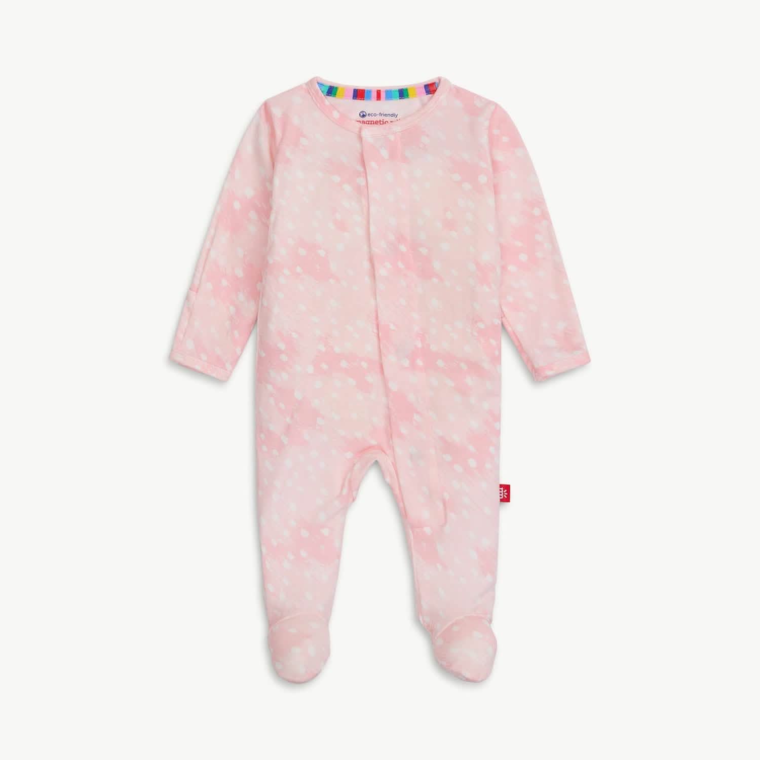 pink doeskin modal magnetic parent favorite footie - re-loved
