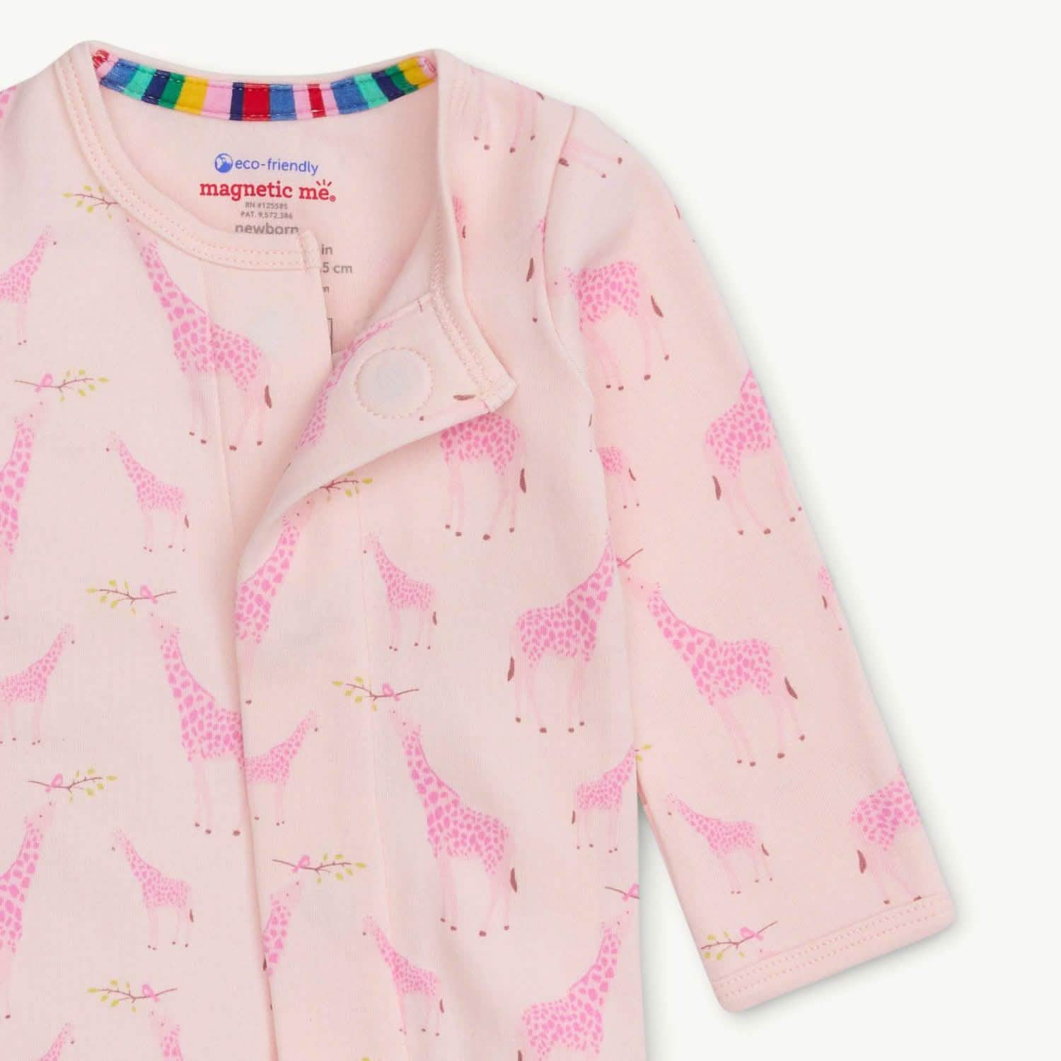 pink jolie giraffe organic cotton parent favorite footie