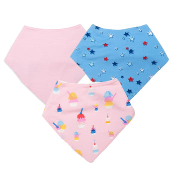 pink sundae funday modal magnetic stay dry infant bandana bib 3-pack