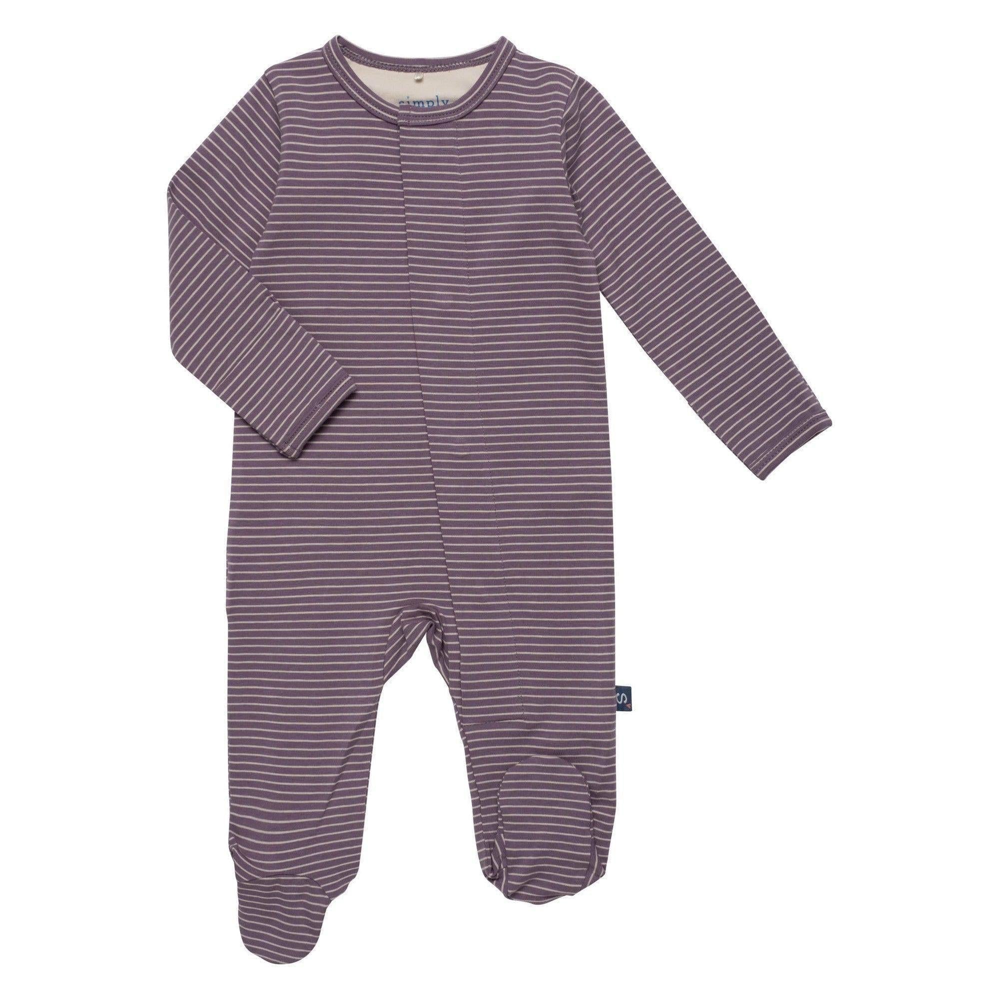 plum / rainy day stripe cloudstretch™ magnetic footie