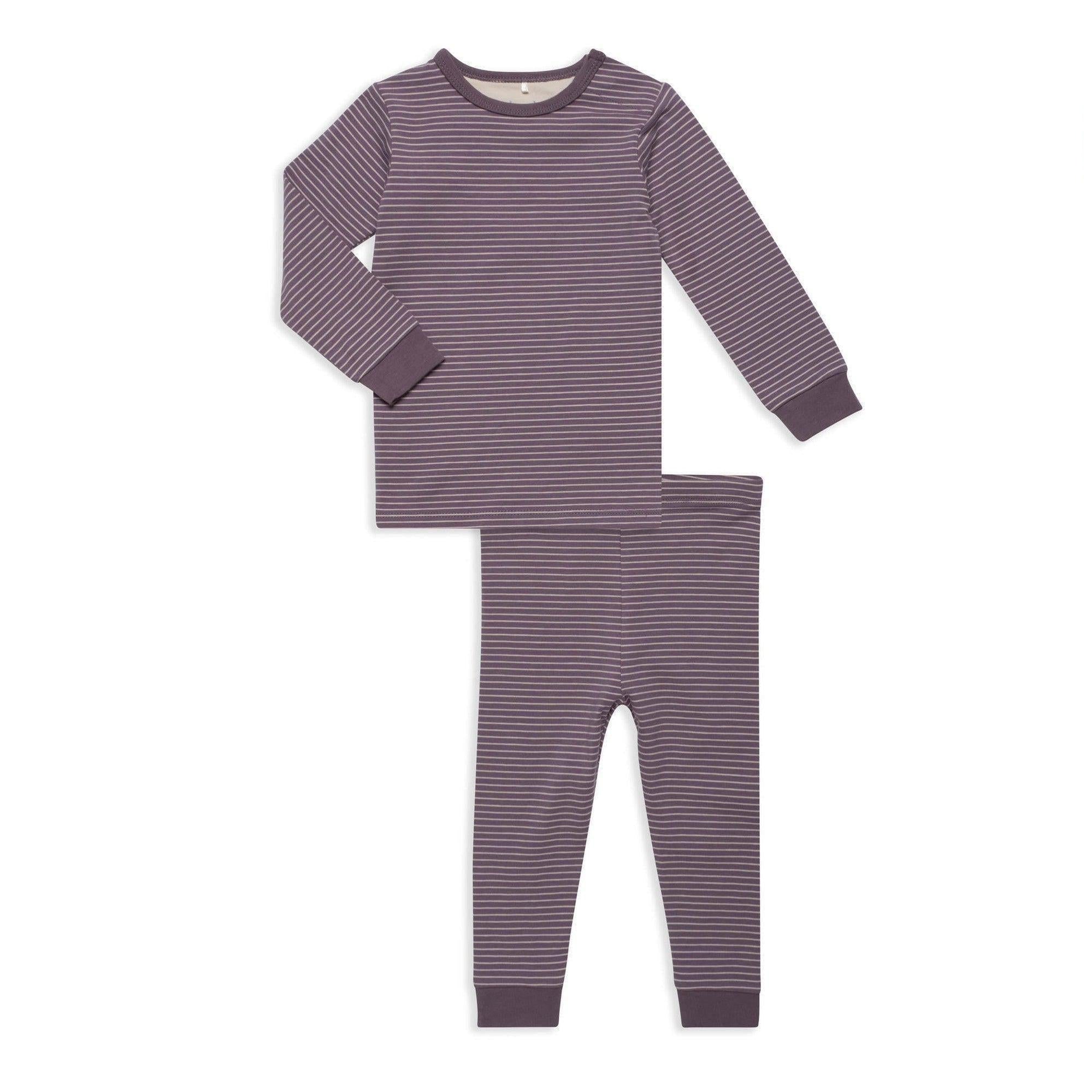 plum / rainy day stripe cloudstretch™ magnetic toddler pajama set