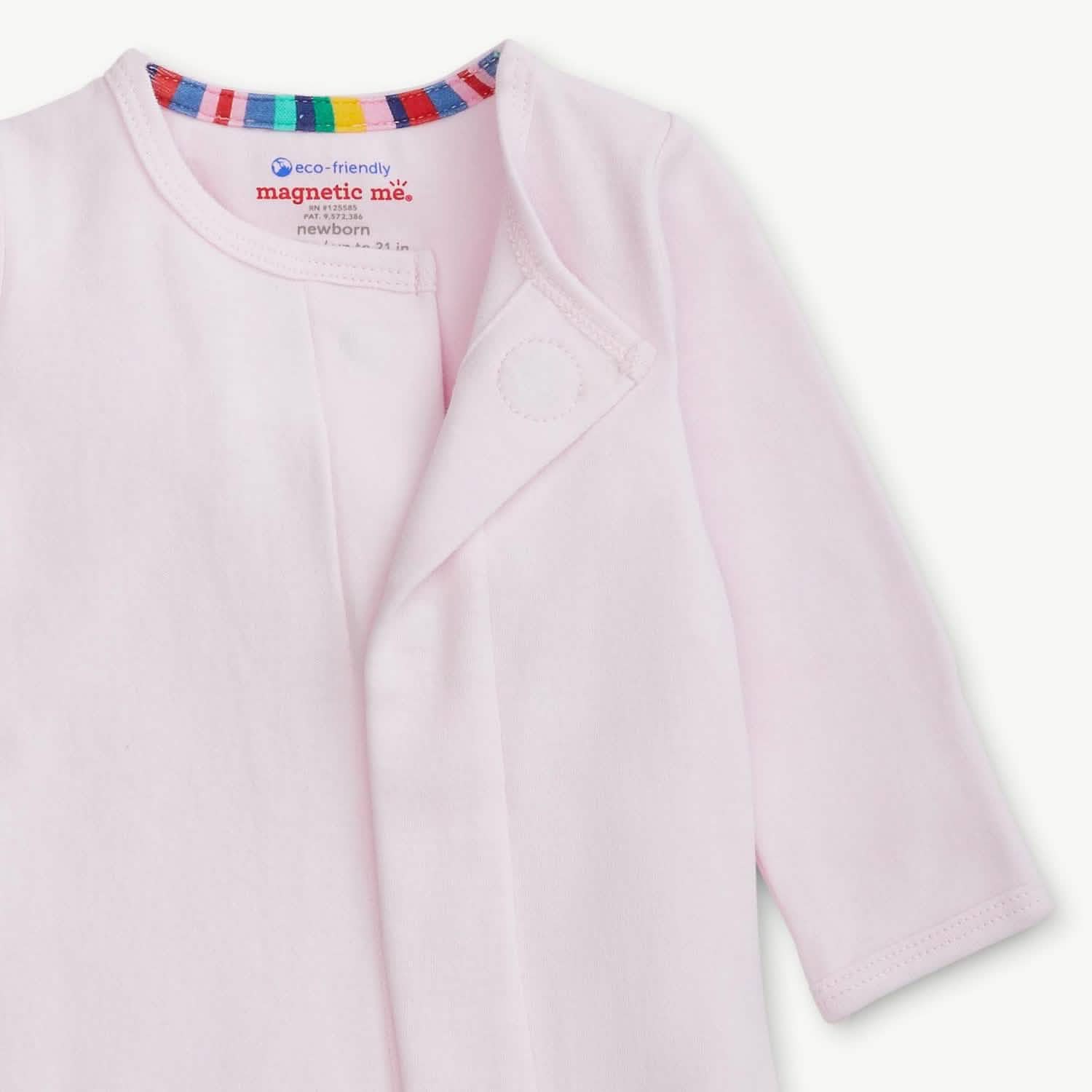 soft petal pink organic cotton magnetic coverall