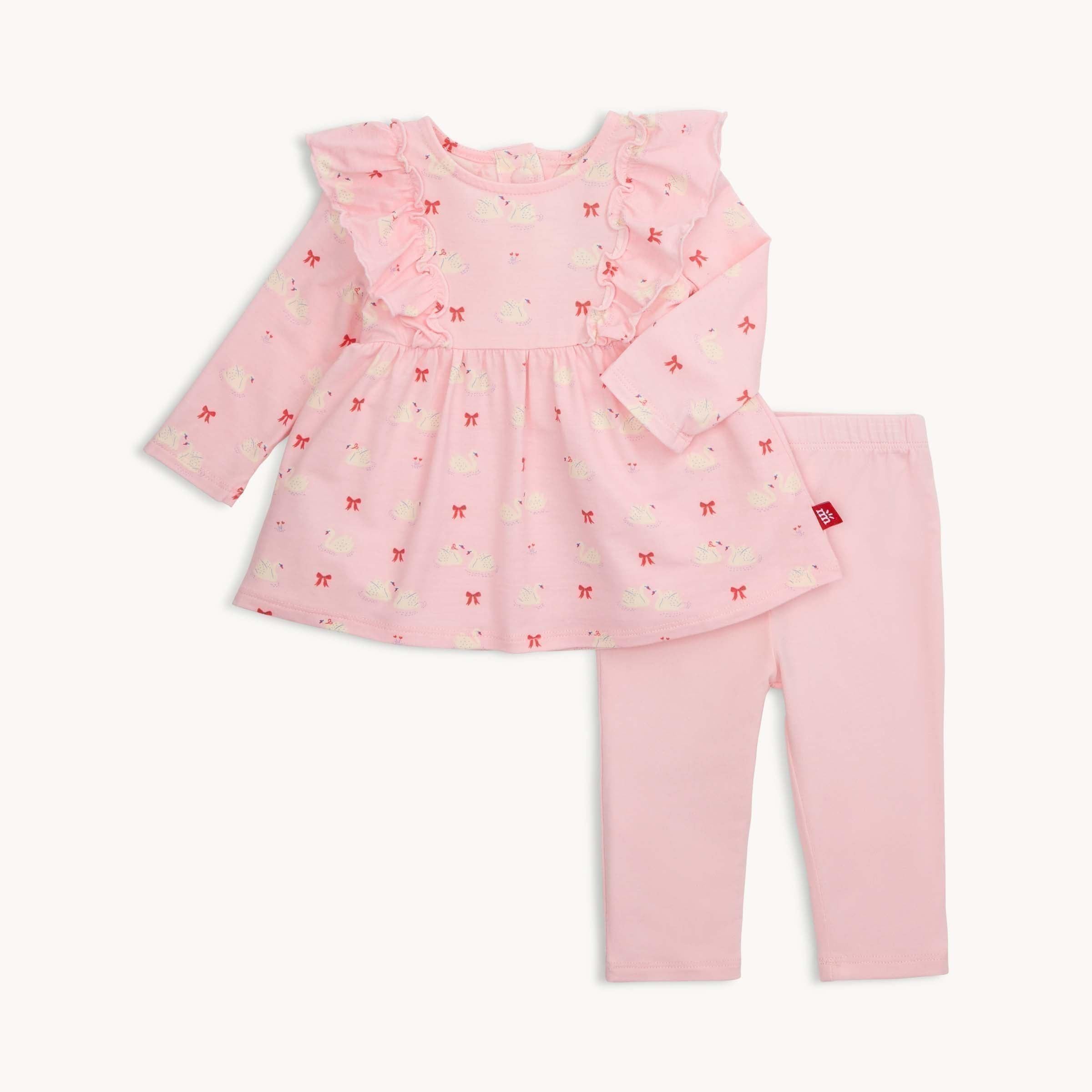swan of a kind modal magnetic little baby dress + legging set