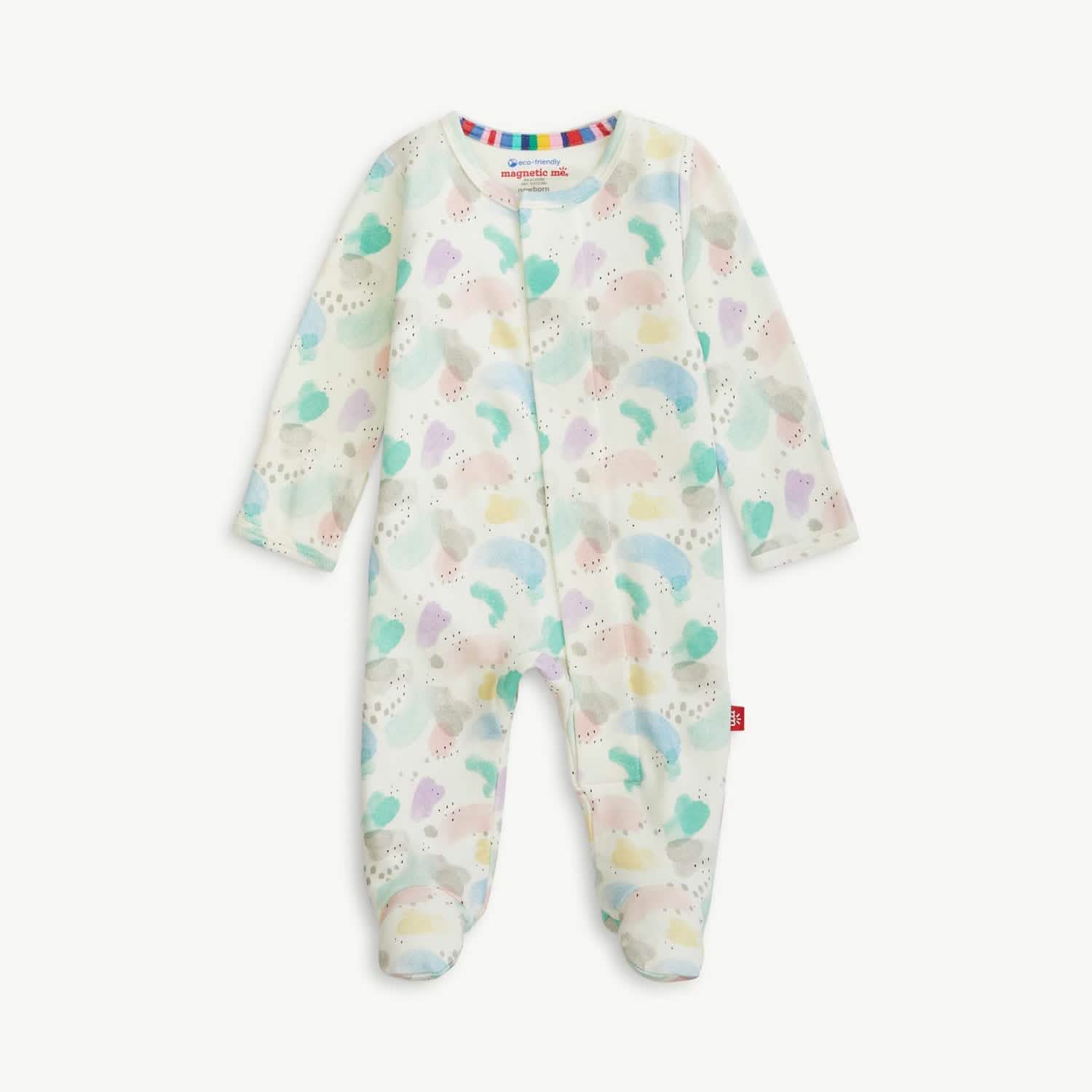 watercolor organic cotton magnetic footie