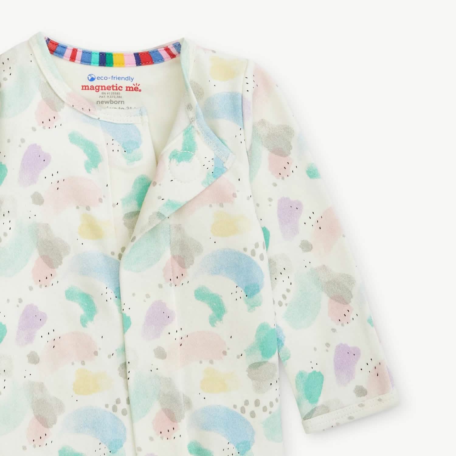 watercolor organic cotton magnetic footie