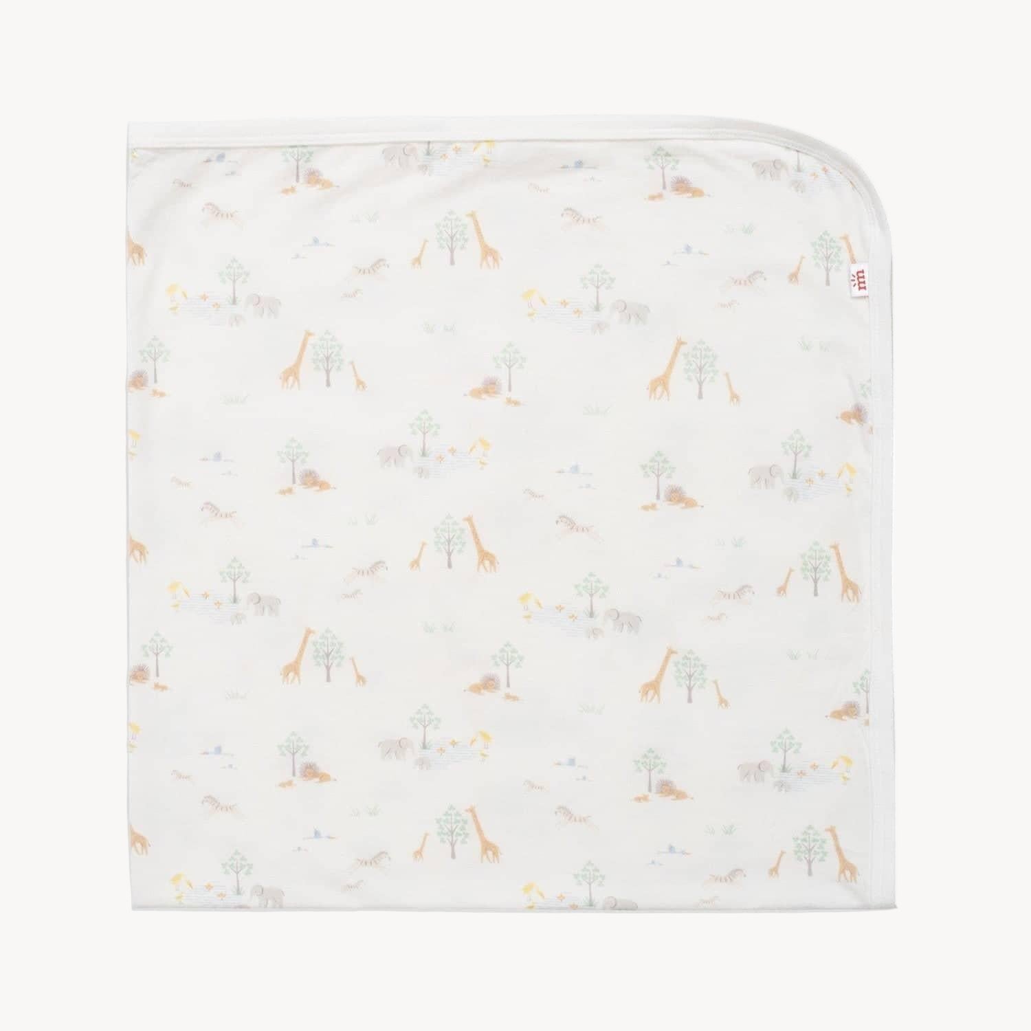 white serene safari modal baby blanket