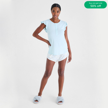 women's life cycle modal magnetic dream sleep short sleeve top + shorts pajama set