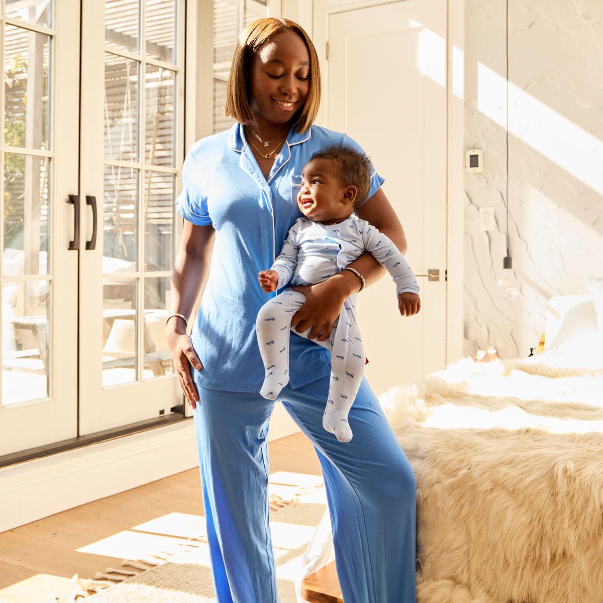 women's seaport blue modal magnetic classic with a twist short sleeve pajama set-Magnetic Me