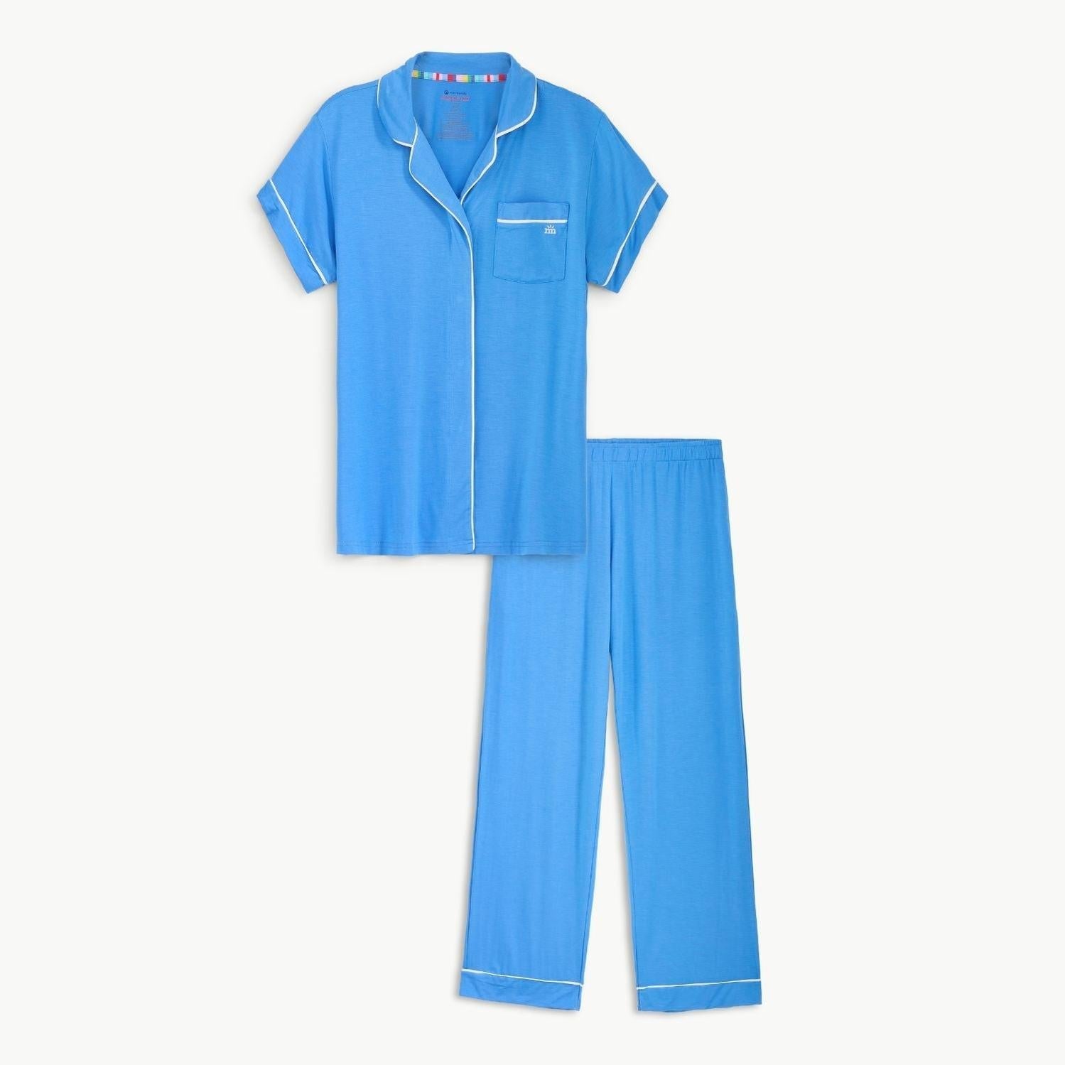 women's seaport blue modal magnetic classic with a twist short sleeve pajama set