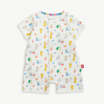 seaside sand squad organic cotton magnetic short sleeve romper