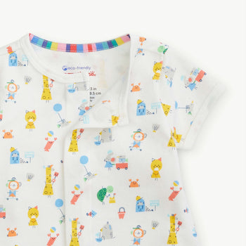 seaside sand squad organic cotton magnetic short sleeve romper
