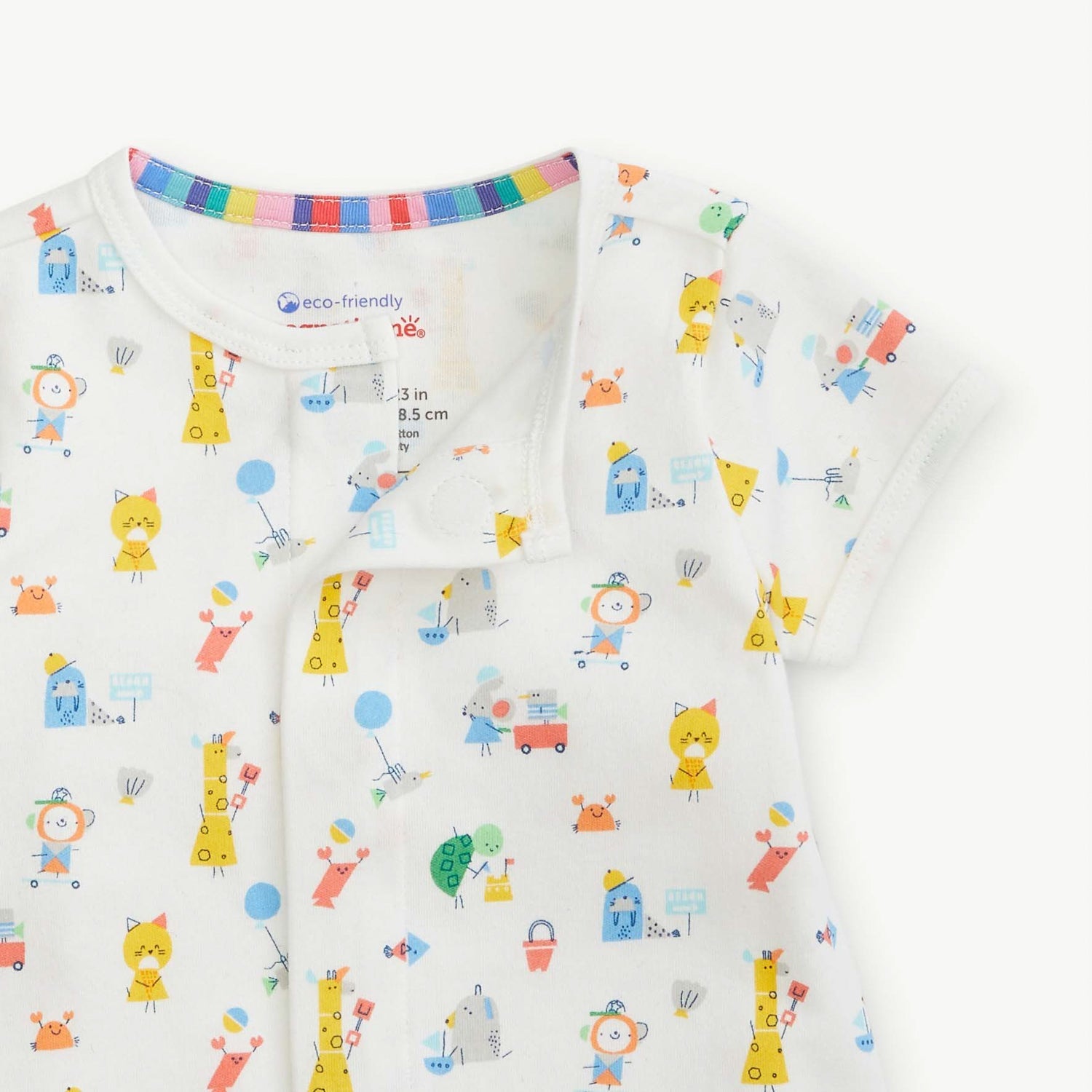 seaside sand squad organic cotton magnetic short sleeve romper - re-loved