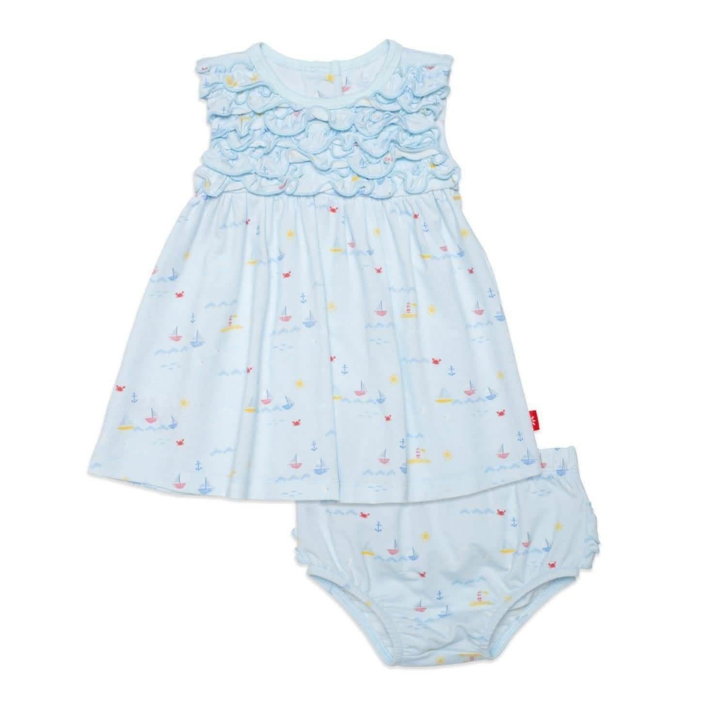 sail-ebrate good times modal magnetic little baby dress + diaper cover set - re-loved
