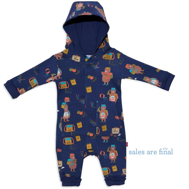 first class organic cotton magnetic hooded coverall - re-loved