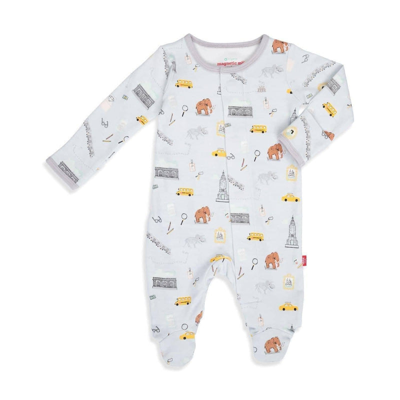 day at the museum organic cotton magnetic parent favorite footie - re-loved