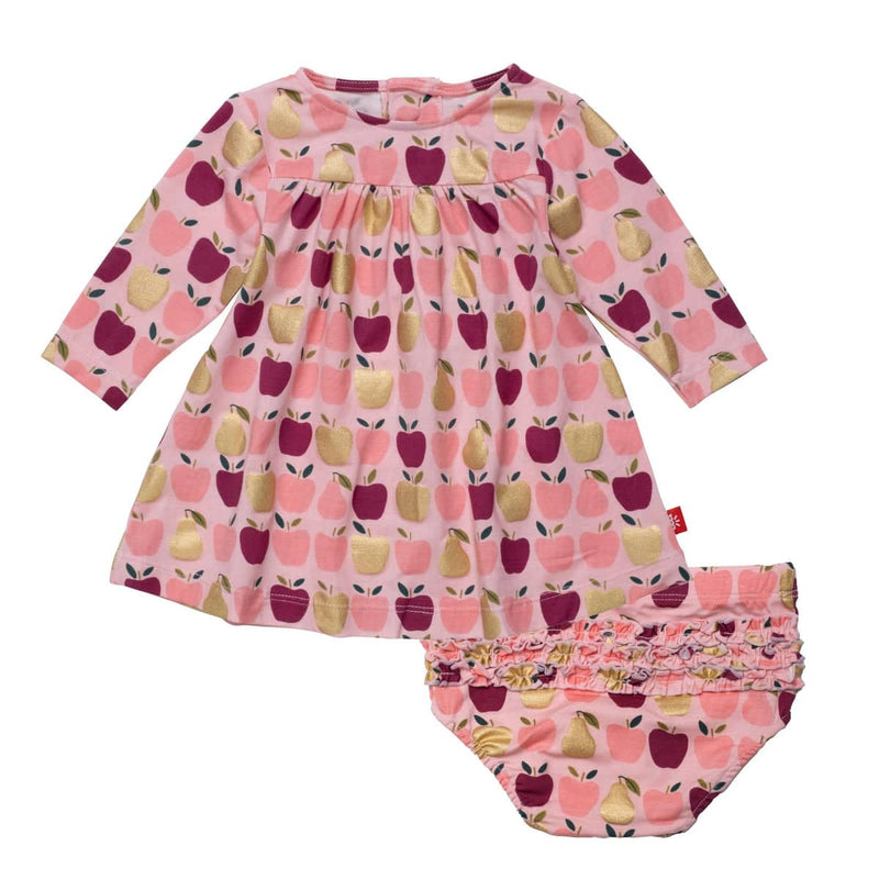 appleton modal magnetic little baby dress + diaper cover set - re-loved