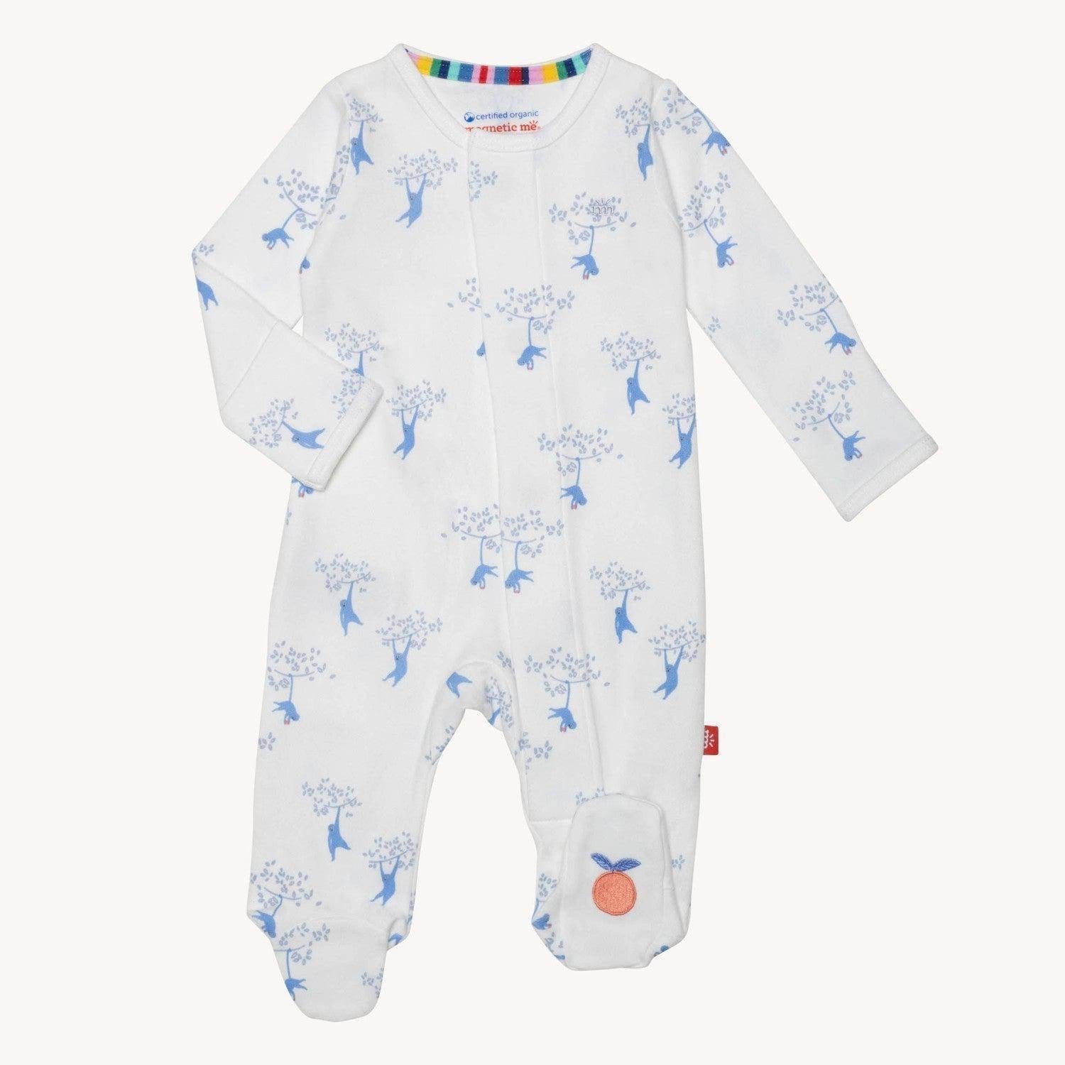 love our friend-chimp organic cotton magnetic parent favorite footie - re-loved